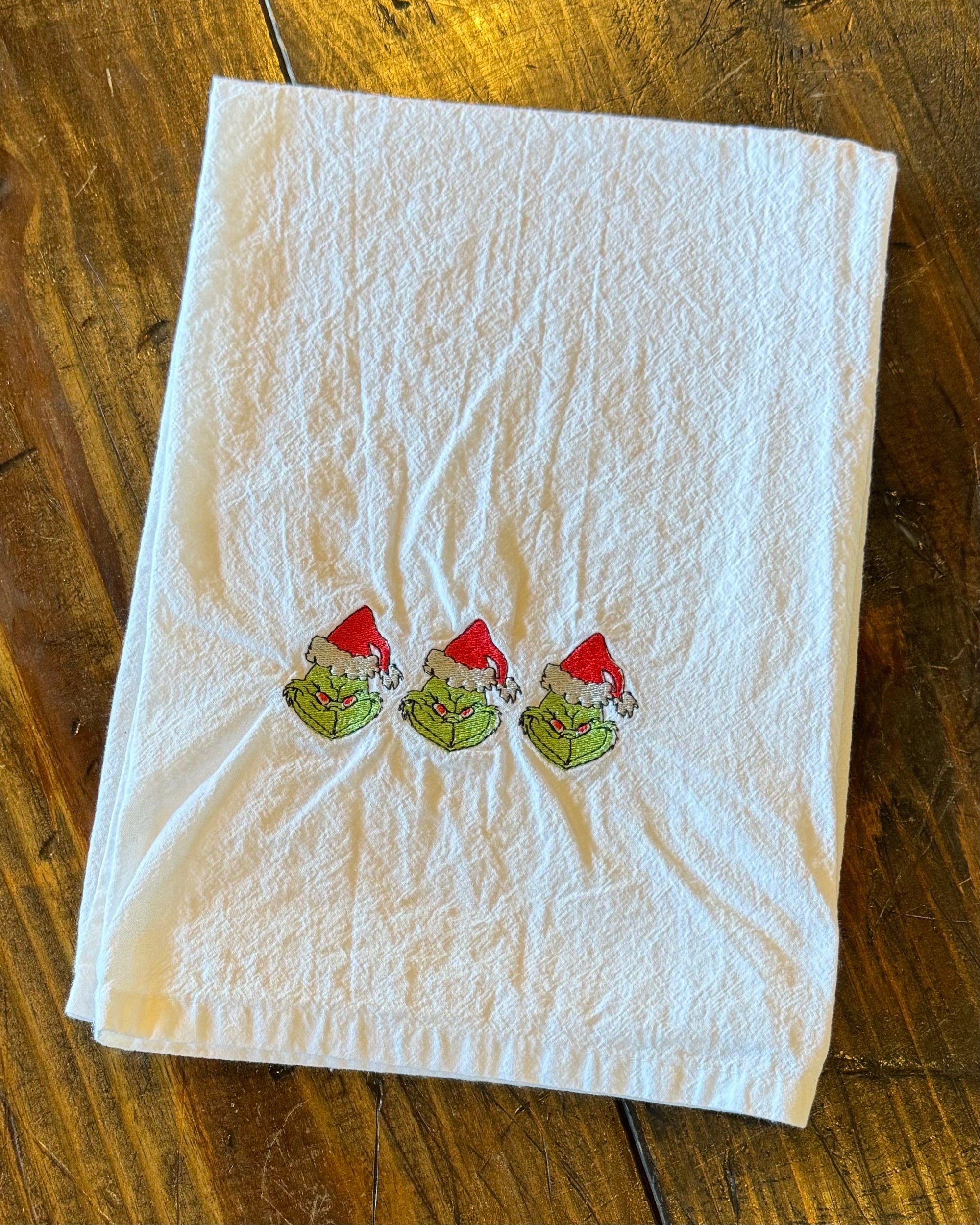 Flour Sack Dish Towel - Three Grinches