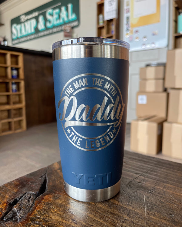 Laser Engraved Authentic YETI Rambler - MAN MYTH LEGEND Daddy -  ImpressMeGifts