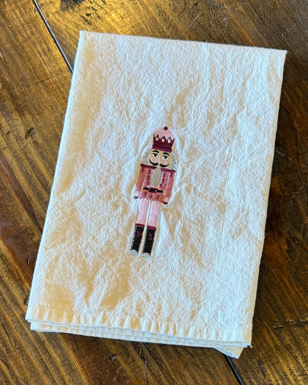 Flour Sack Dish Towel Pink Nutcracker ImpressMeGifts