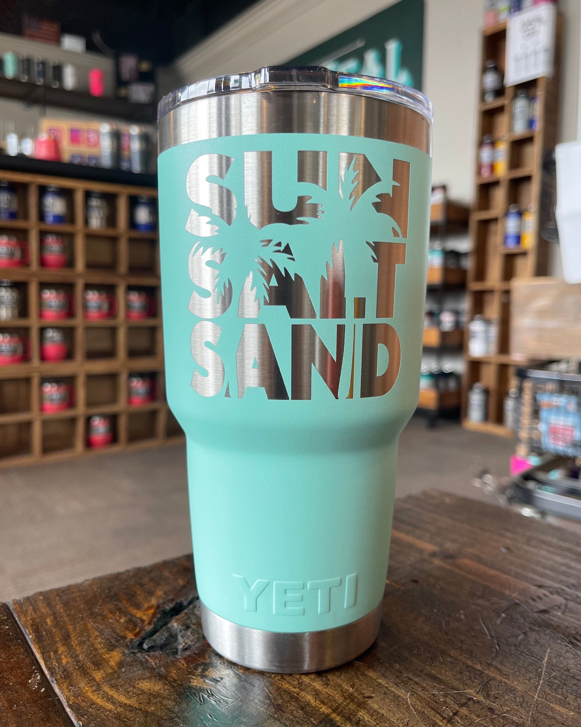 Laser Engraved Authentic YETI Rambler - SUN SALT SAND