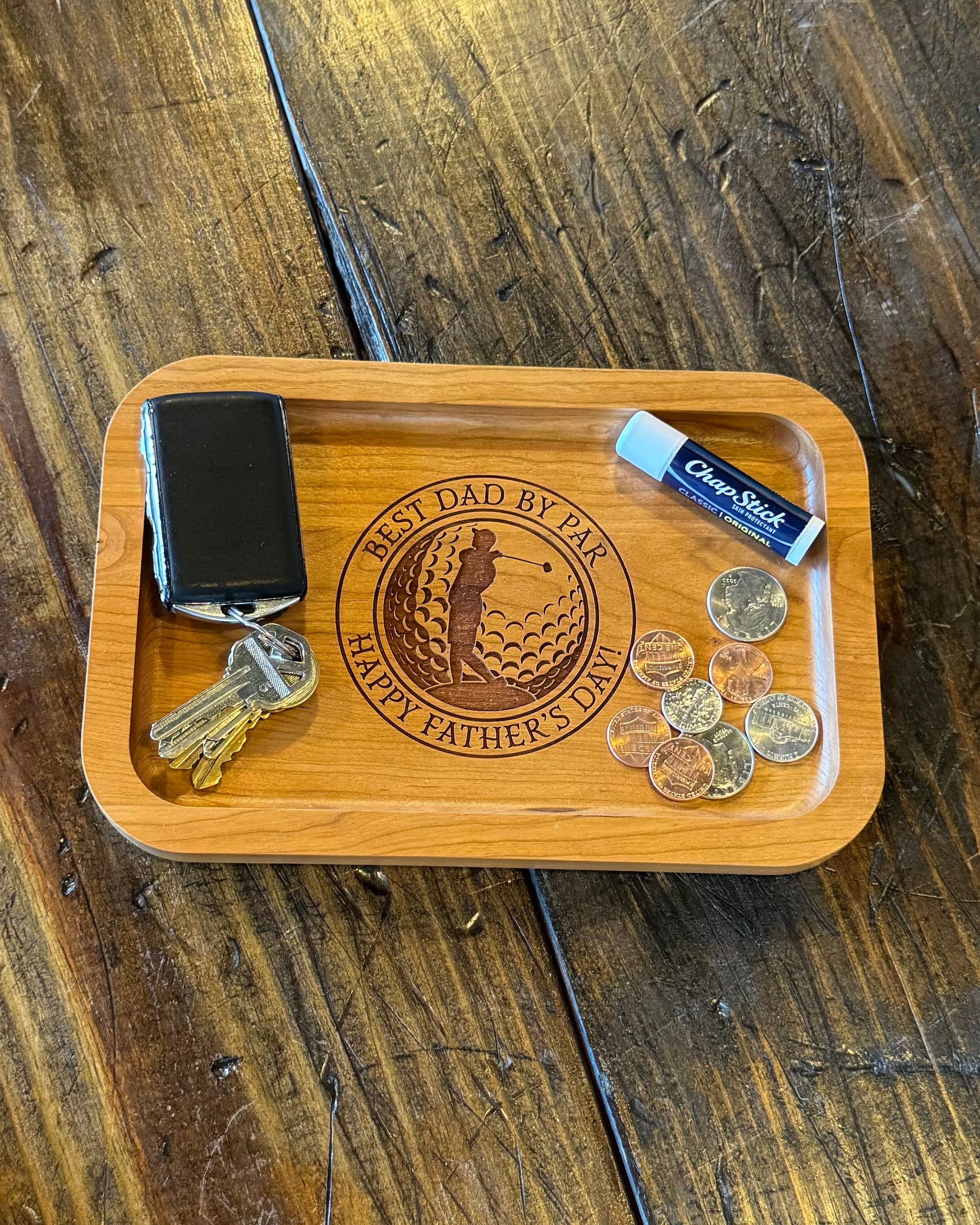 Cherry Wood Tray - Elegant Engraved Catch-All Dish | Best Dad Gift