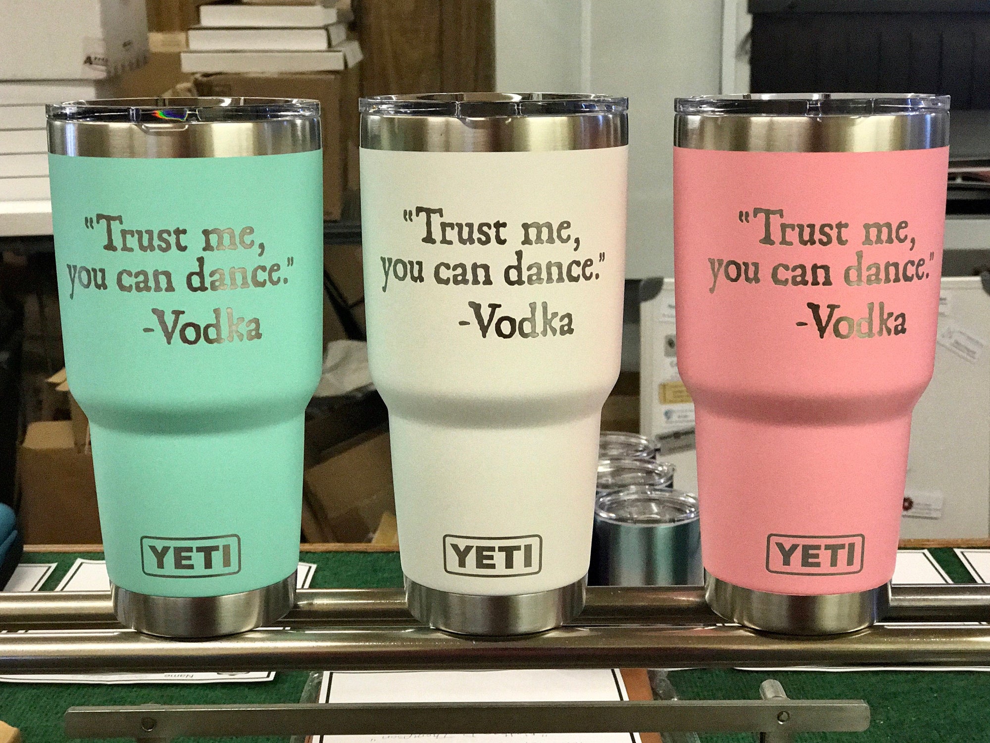 Laser Engraved Authentic YETI Rambler - TRUST ME. VODKA. - ImpressMeGifts