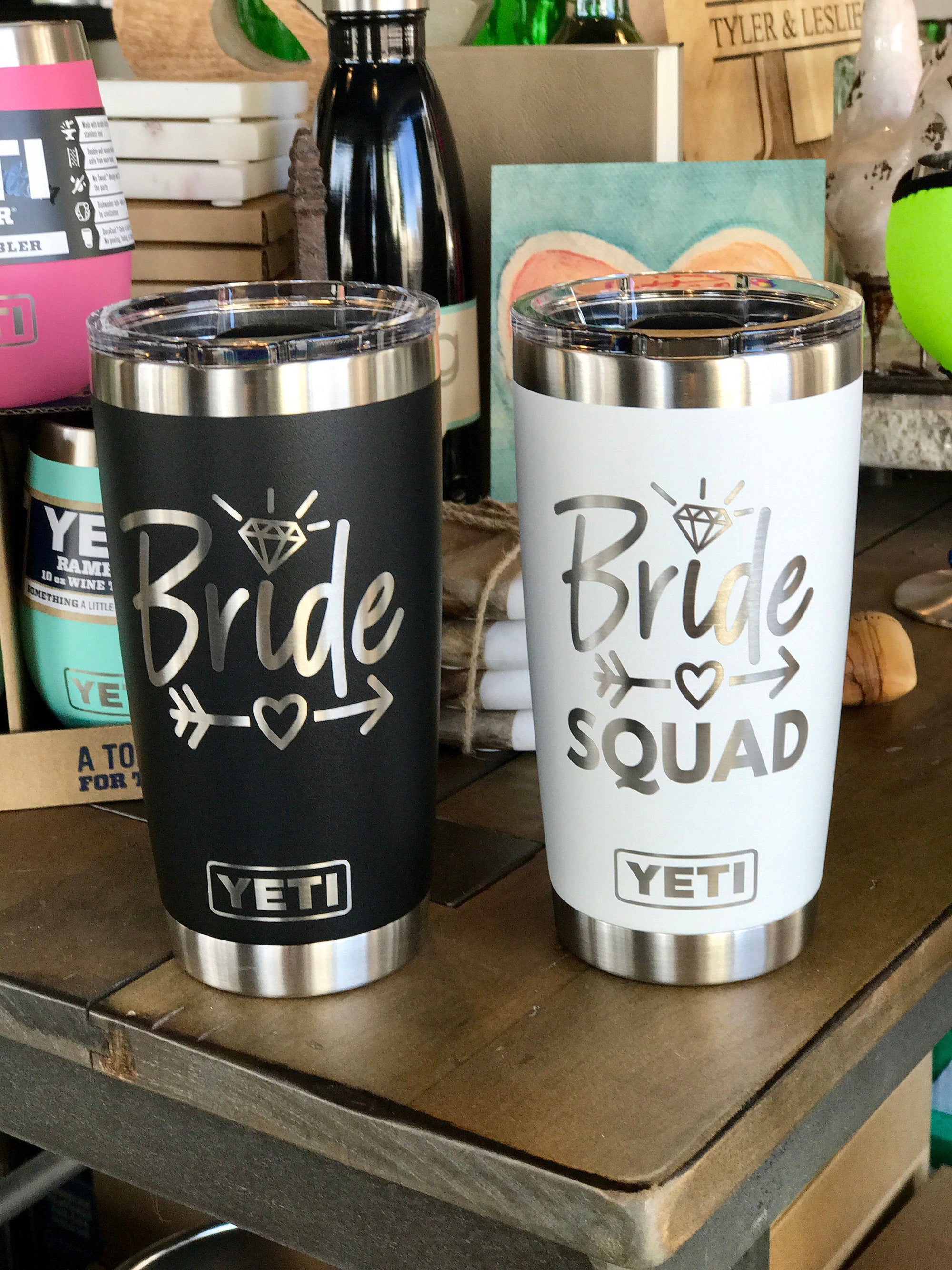 Laser Engraved Authentic YETI Rambler - BRIDE / BRIDE SQUAD - ImpressMeGifts