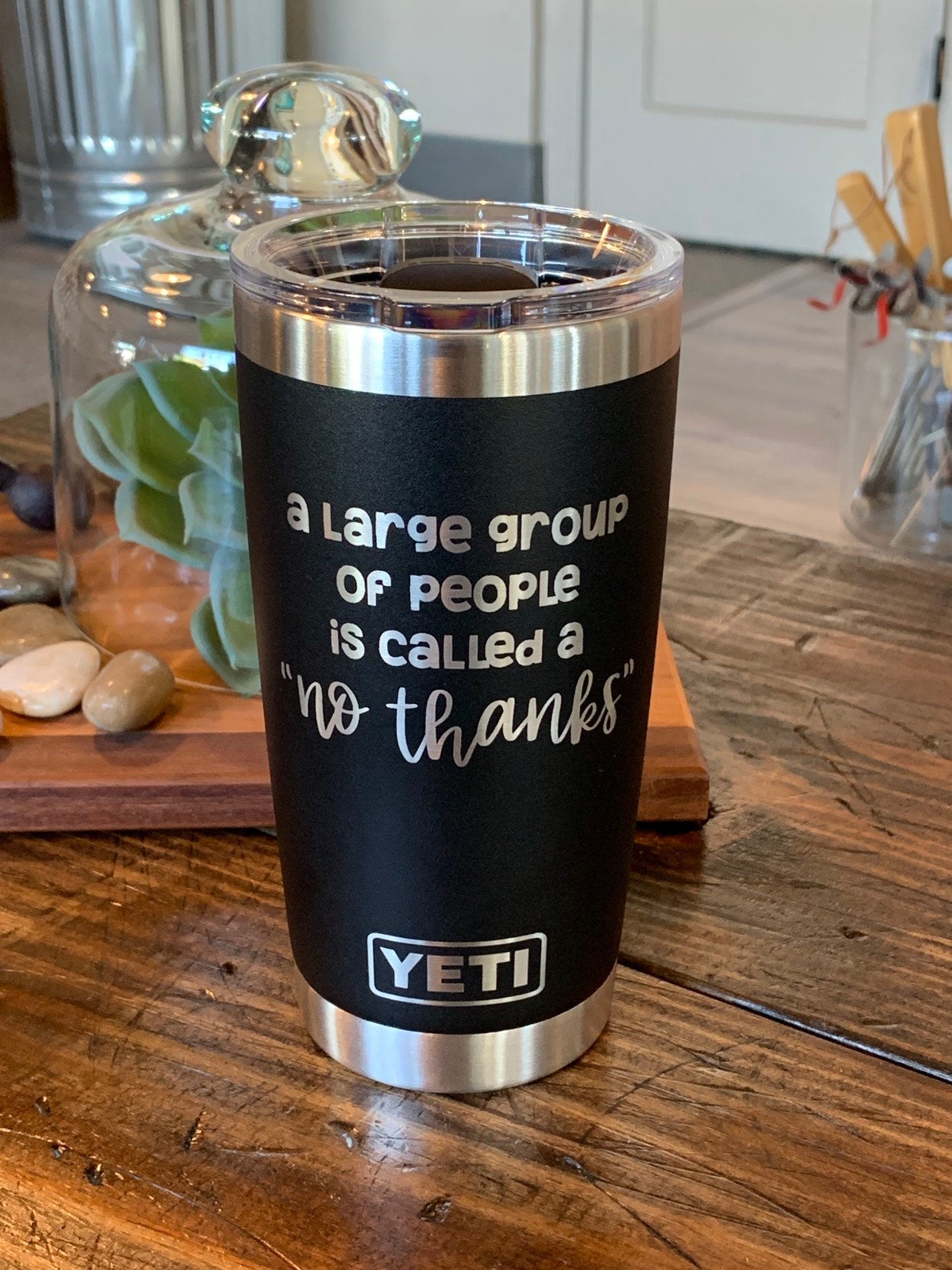 Laser Engraved Authentic YETI Rambler - NO THANKS - ImpressMeGifts