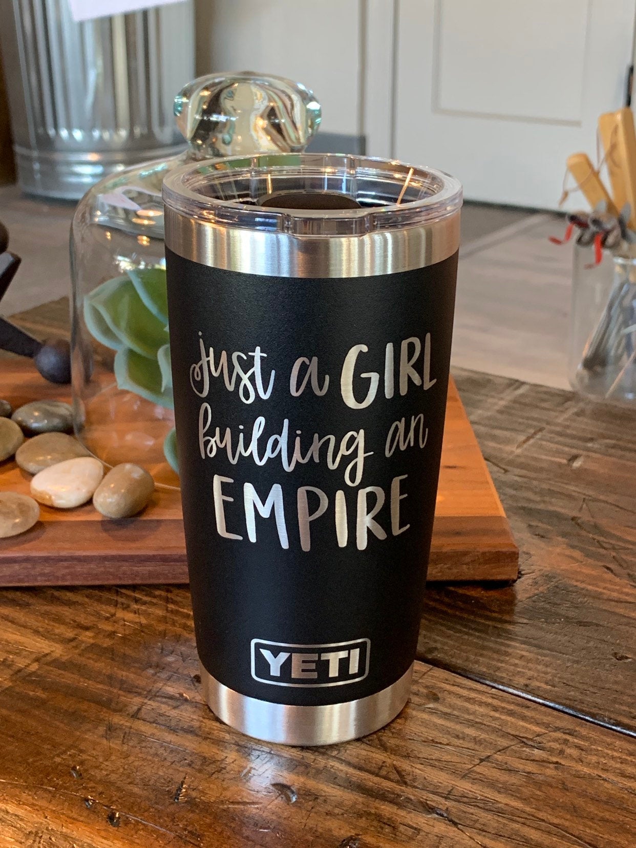 Laser Engraved Authentic YETI Rambler - JUST A GIRL - ImpressMeGifts