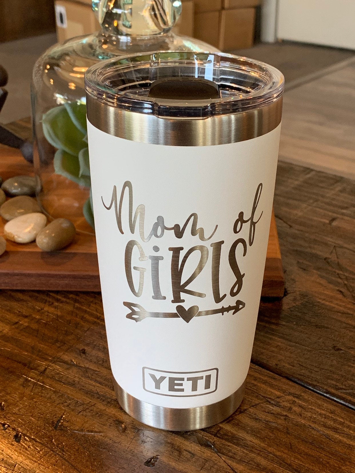 Laser Engraved Authentic YETI Rambler - MOM OF GIRLS - ImpressMeGifts