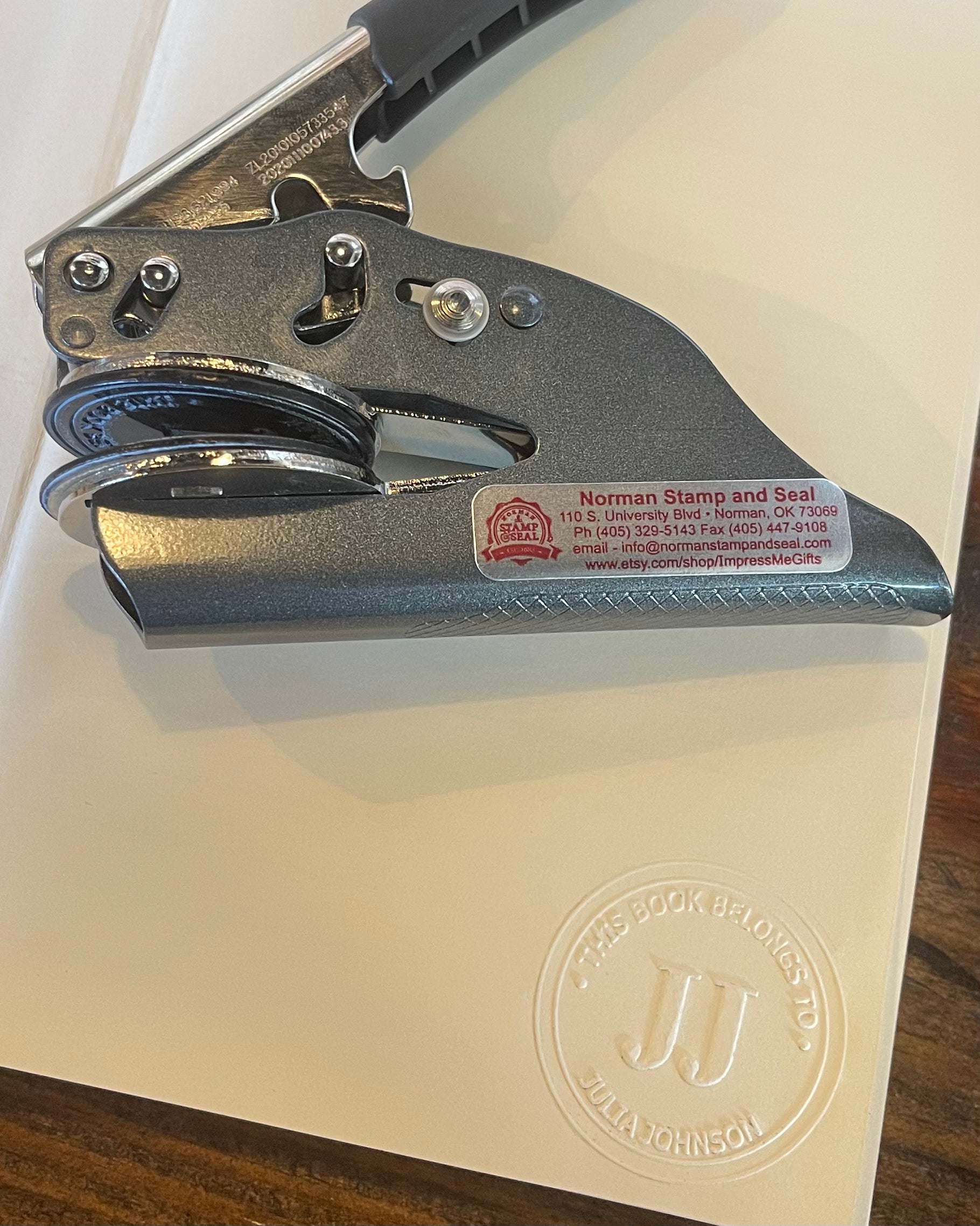 Embosser - 'This Book Belongs To' Initials Design