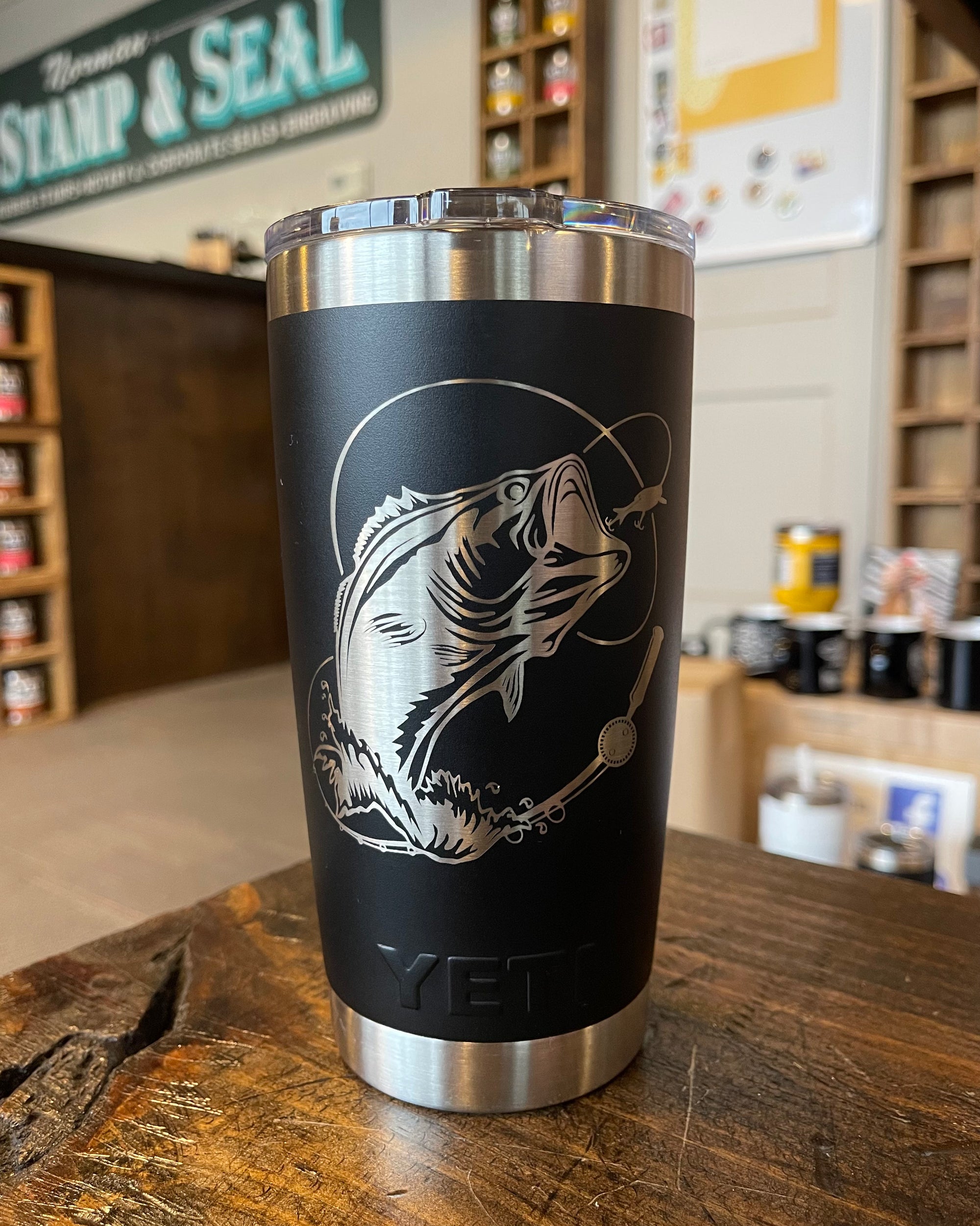 Laser Engraved Authentic YETI Rambler - BASS FISHING - ImpressMeGifts