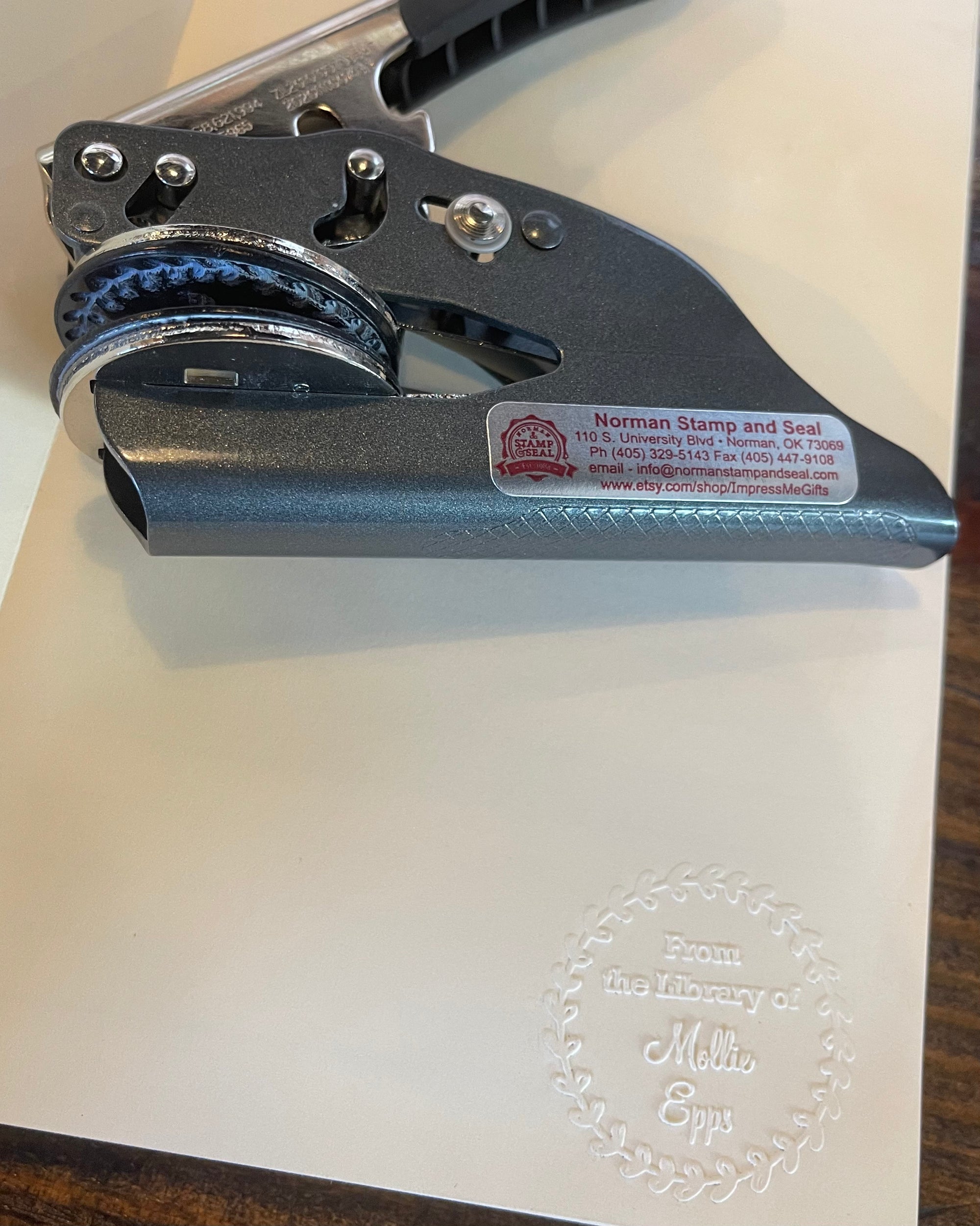 Embosser - 'From The Library of' Vine Design