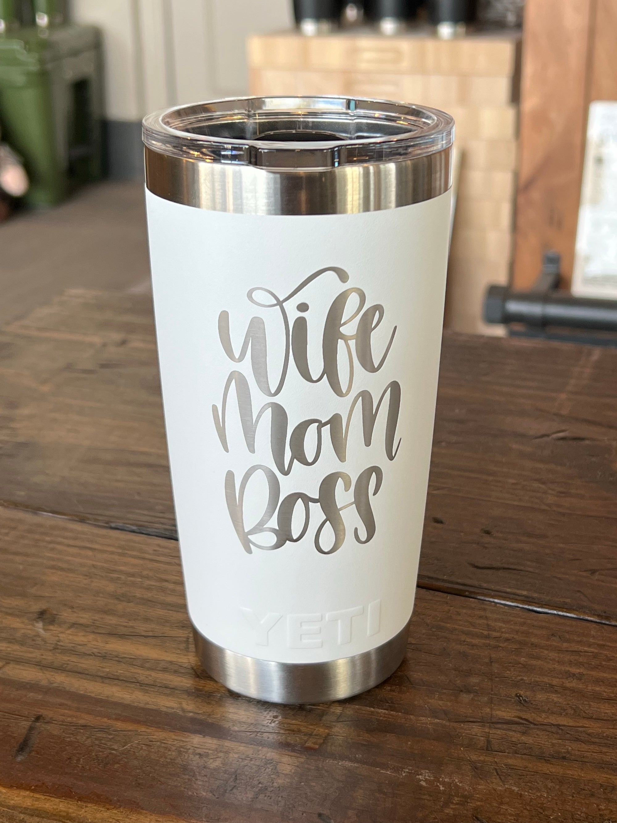 Laser Engraved Authentic YETI Rambler - WIFE MOM BOSS - ImpressMeGifts