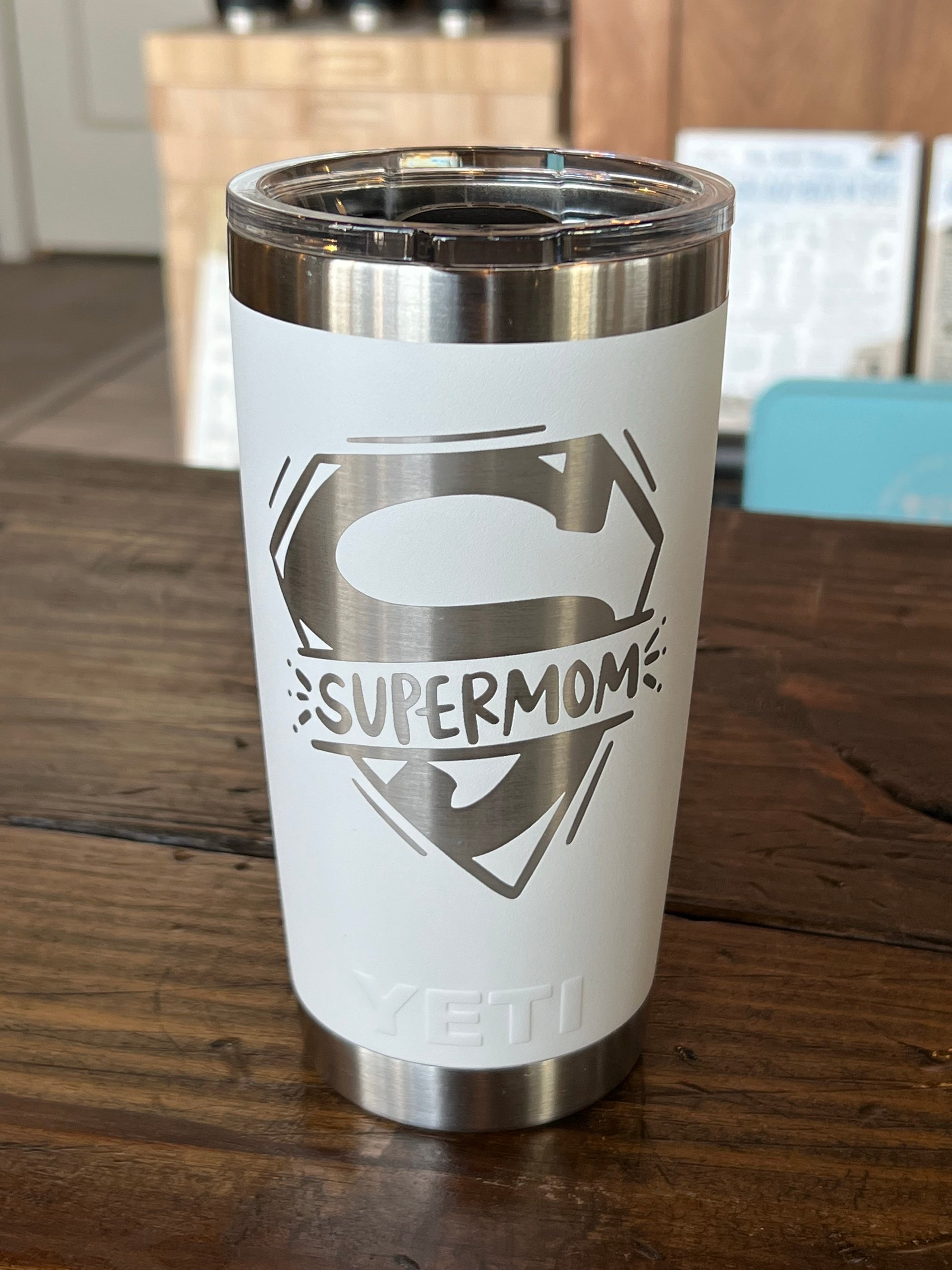 Laser Engraved Authentic YETI Rambler - SUPER MOM - ImpressMeGifts