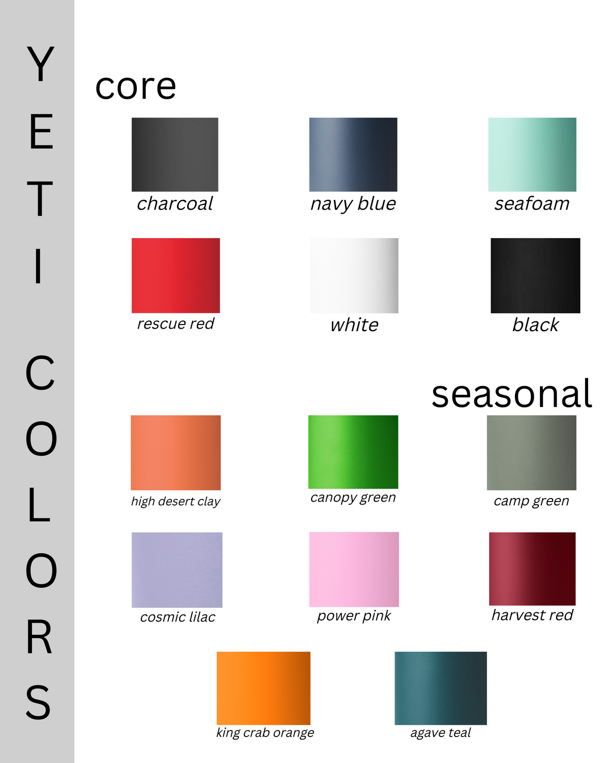 a color chart for a variety of colors
