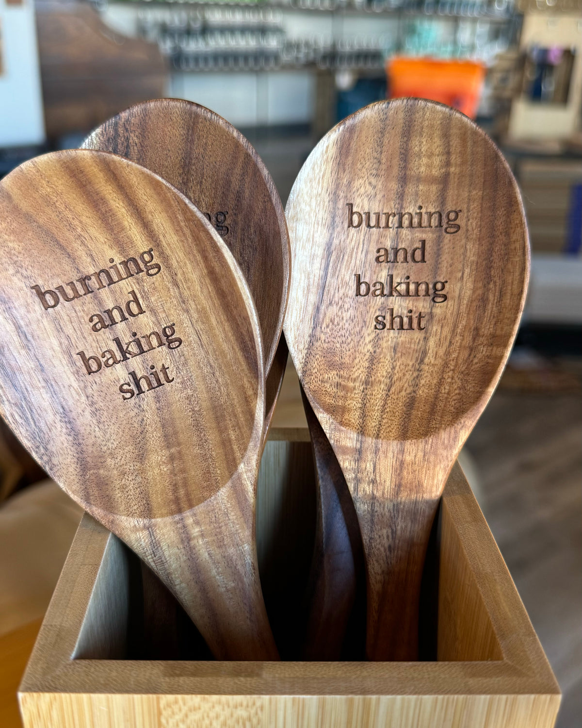 Teak Wood Mixing Spoon -Burning &amp; Baking Shit