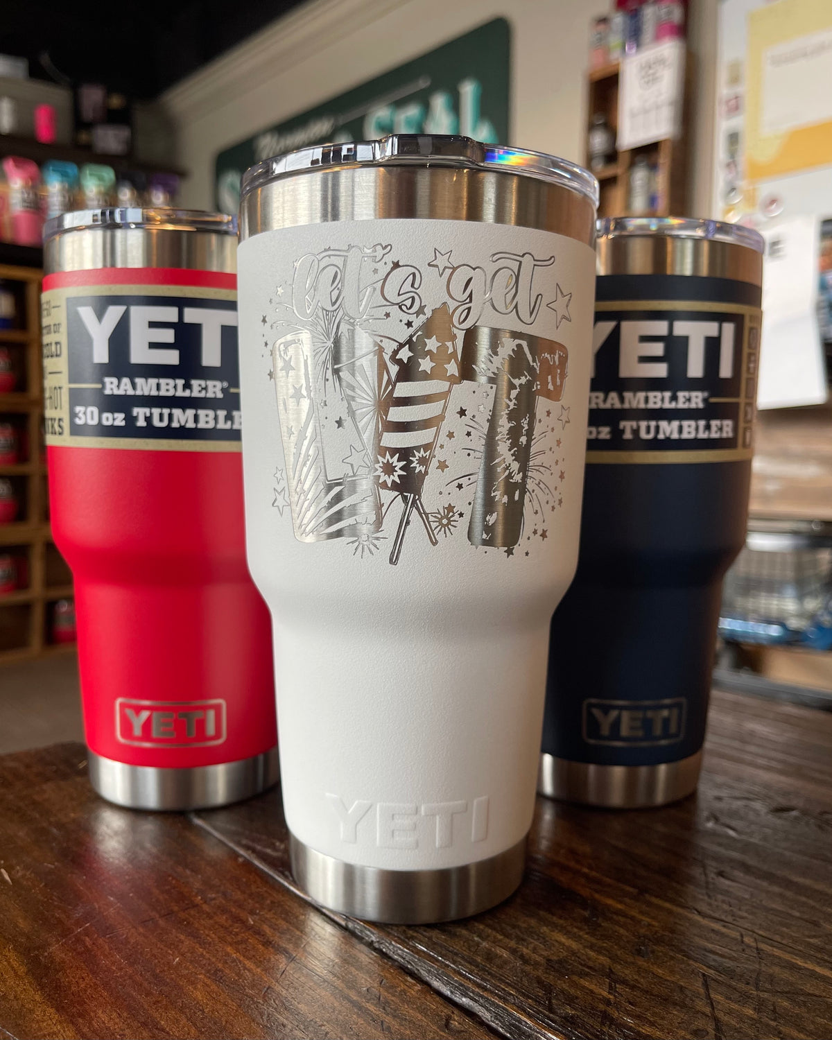 Laser Engraved Authentic YETI Rambler - Work Hard BEACH HARDER -  ImpressMeGifts