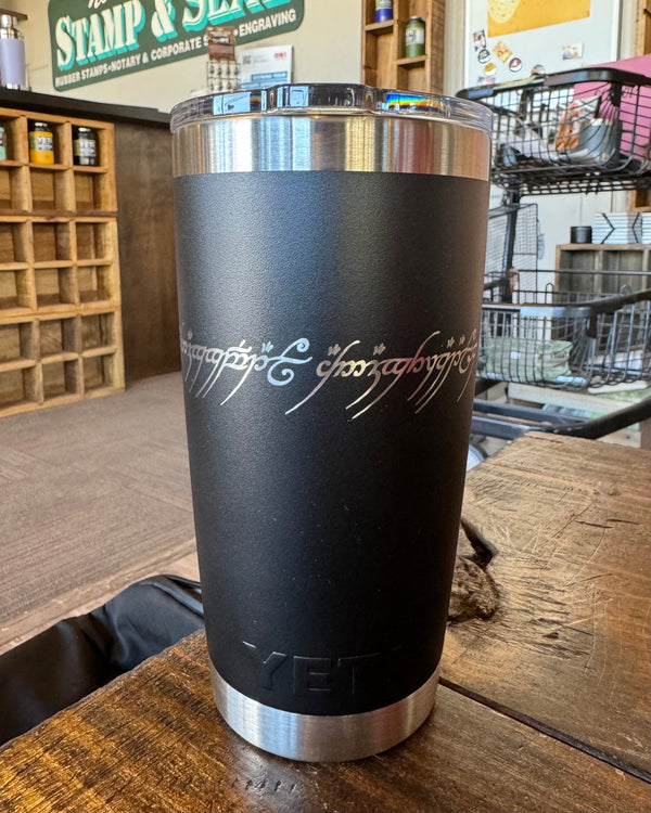 Laser Engraved Authentic Yeti Rambler - Ring of Power - ImpressMeGifts