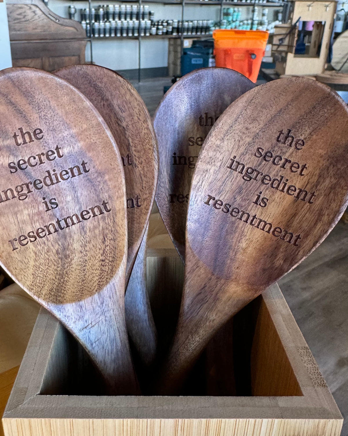 Teak Wood Mixing Spoon - Secret Ingredient is Resentment
