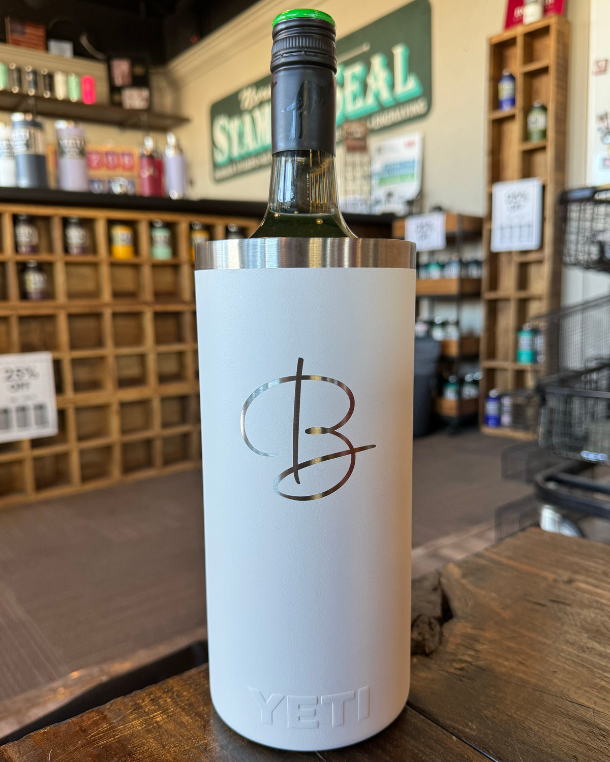 Laser Engraved Authentic YETI Wine Chiller - Single Letter