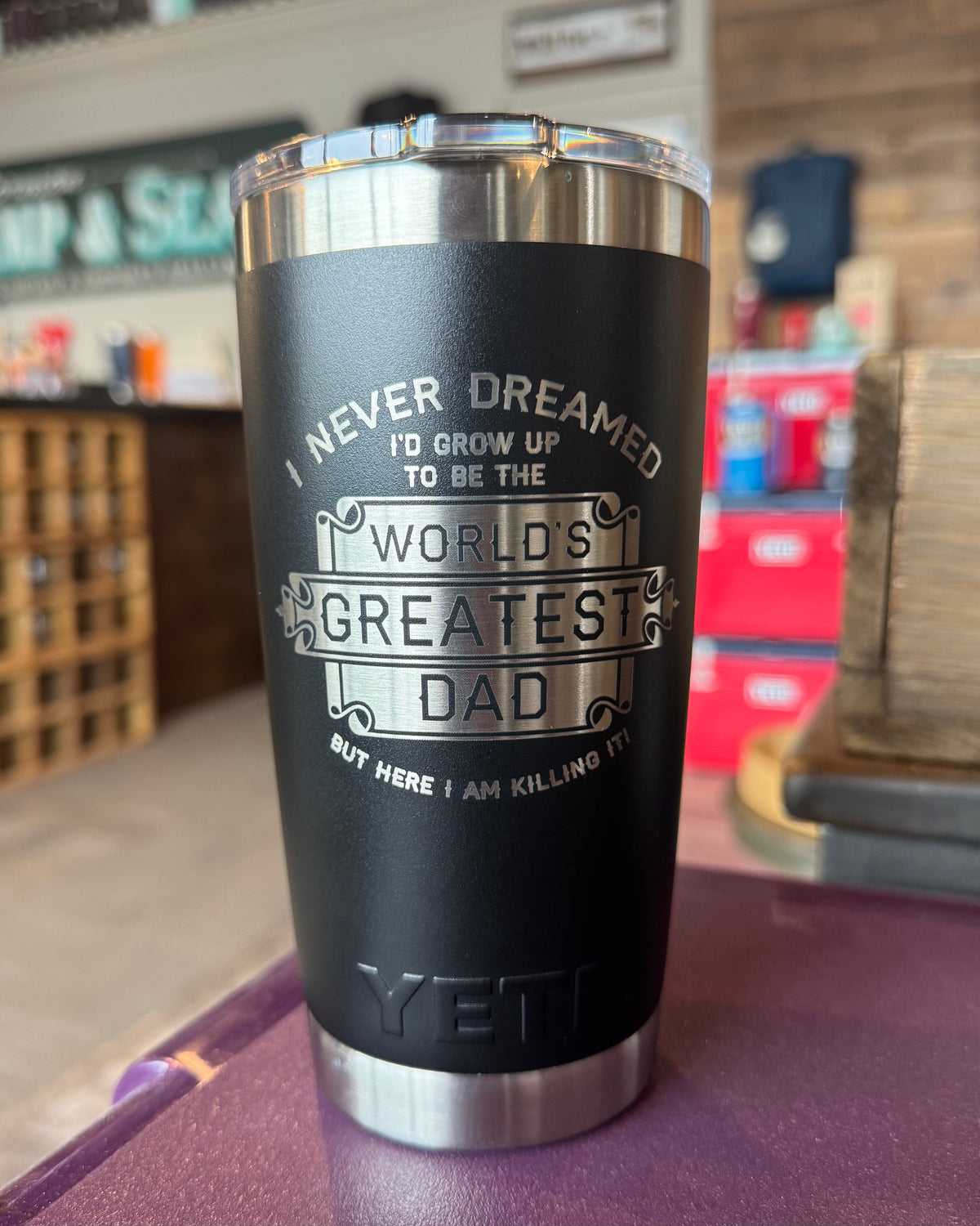 Laser Engraved Authentic YETI Rambler - WORLD&#39;S GREATEST DAD