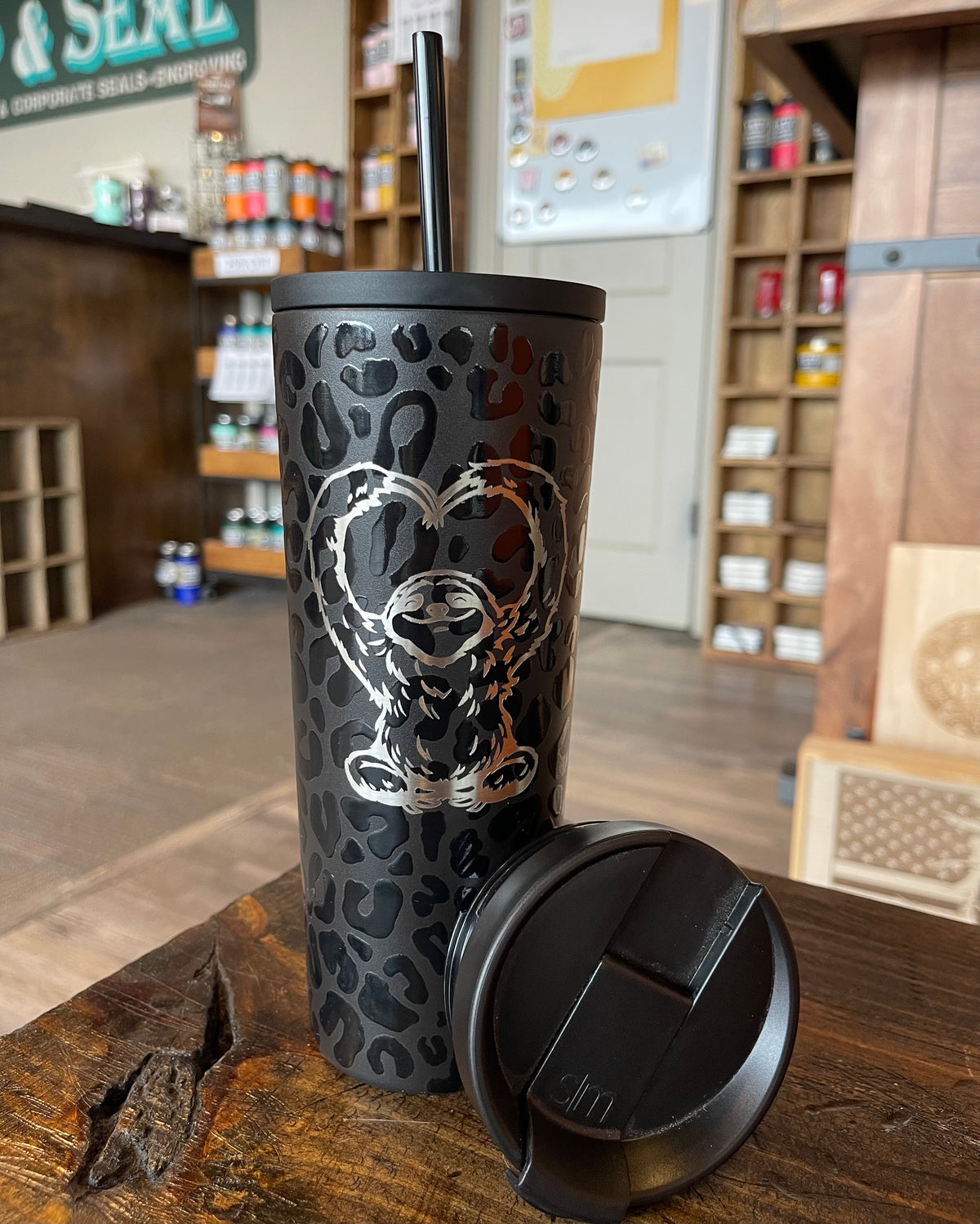 Simple Modern Classic Stainless Steel 24 oz Tumbler Cream & Black Leopard  Set