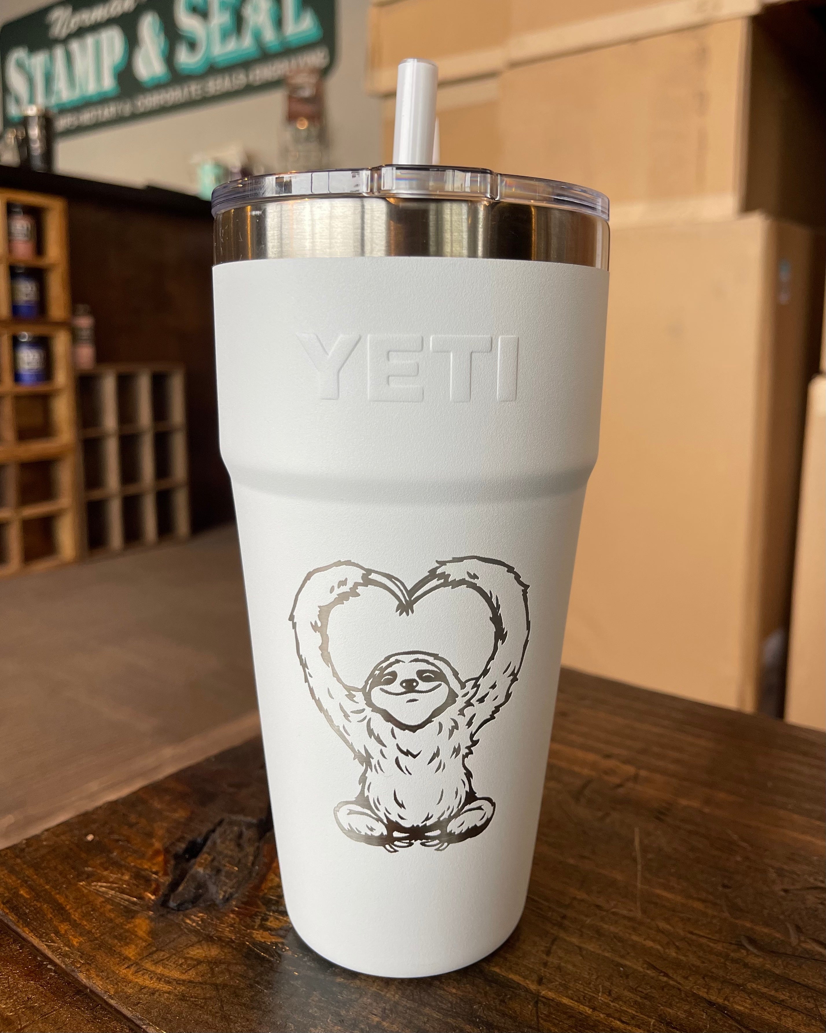Wildflowers Engraved YETI 26 Oz. Laser Engraved White Stainless Steel Yeti  Stackable Rambler With Straw Lid 