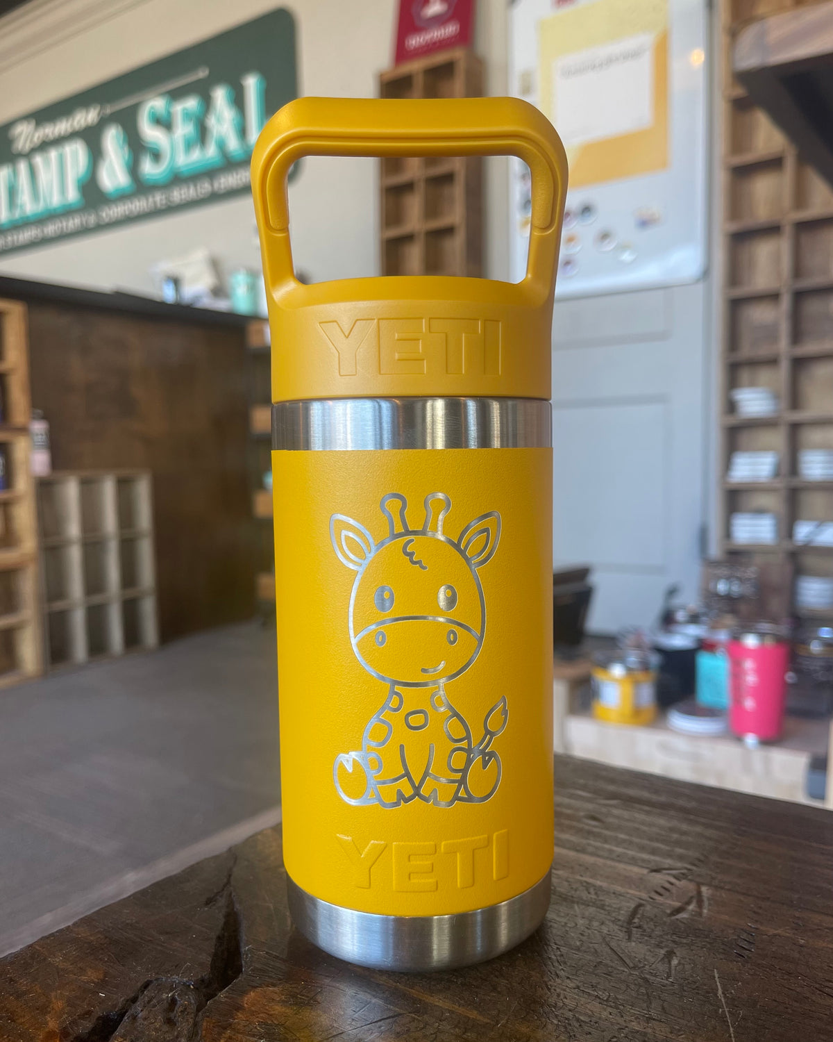 Laser Engraved Authentic Yeti 12oz Kids Bottle - Giraffe