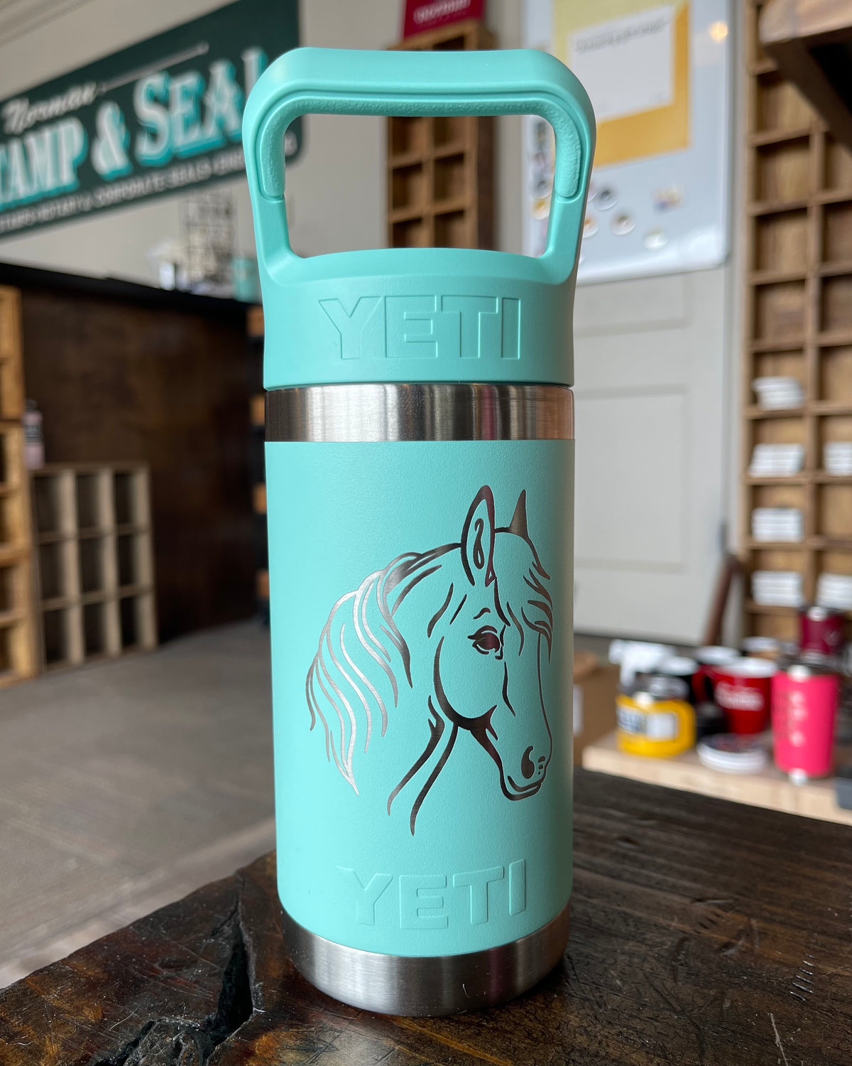 Laser Engraved Authentic Yeti 12oz Kids Bottle - Horse