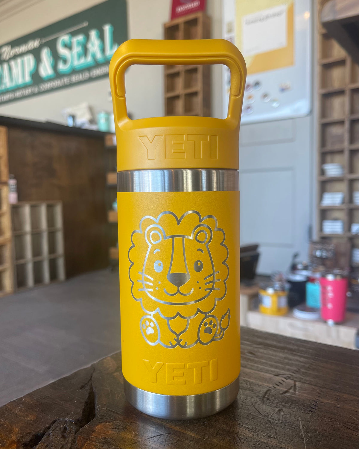 Laser Engraved Authentic Yeti 12oz Kids Bottle - Lion