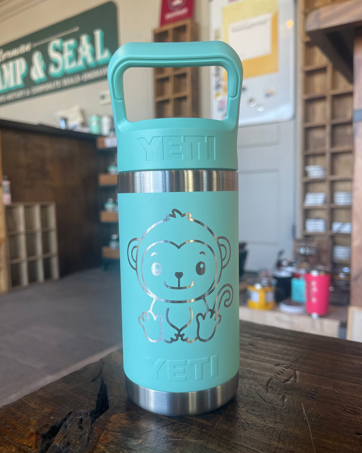 Laser Engraved Authentic Yeti 12oz Kids Bottle - Monkey