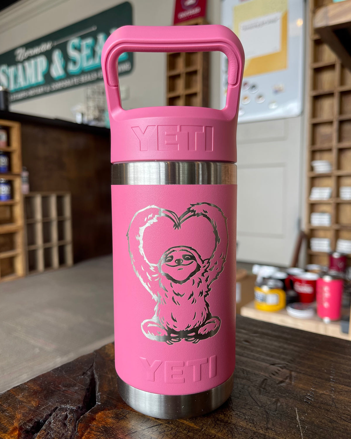 Laser Engraved Authentic Yeti 12oz Kids Bottle - Sloth