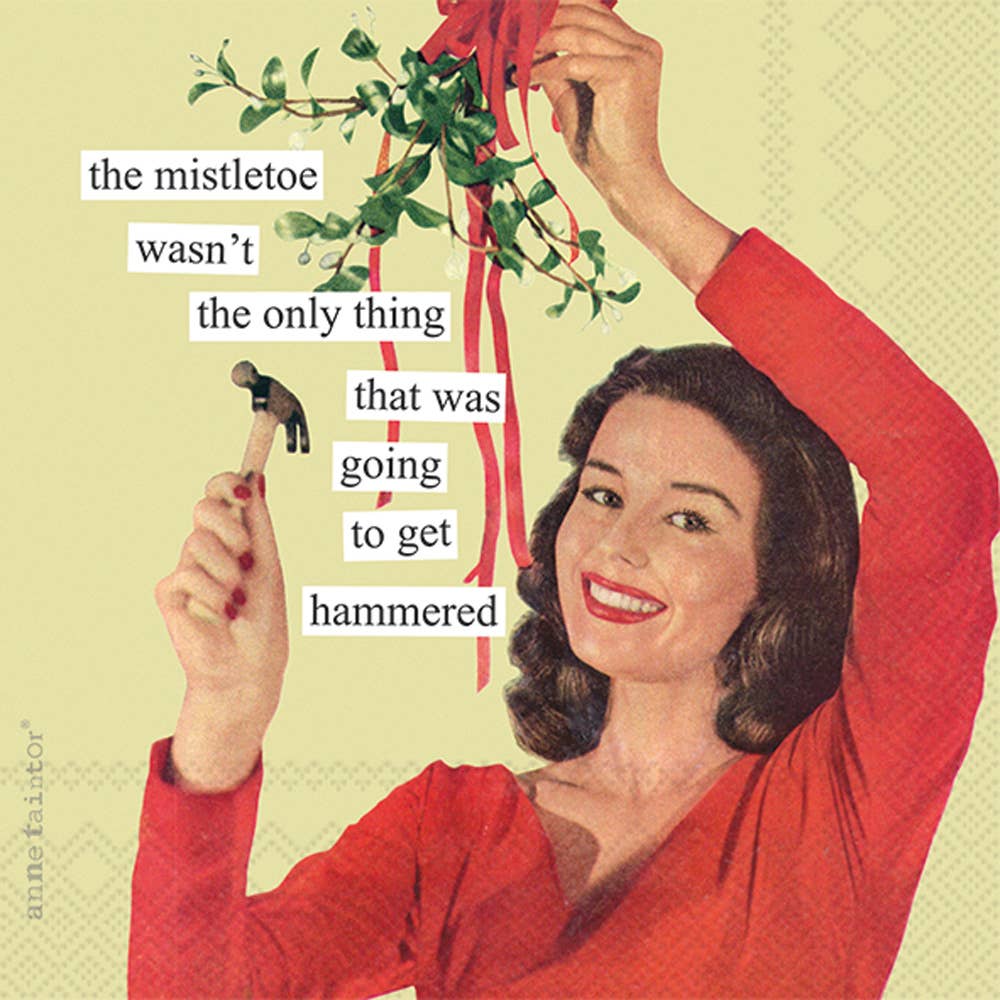 Anne Taintor Holiday Paper Cocktail Napkins Mistletoe