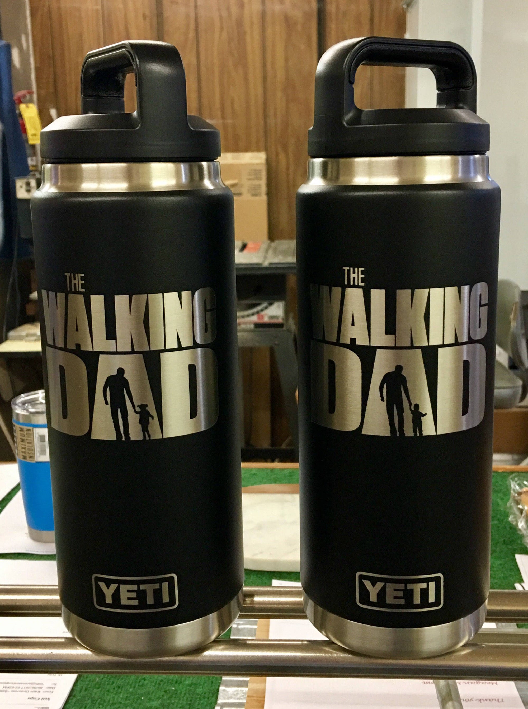 Laser Engraved Authentic 26 oz YETI Bottle - WALKING DAD