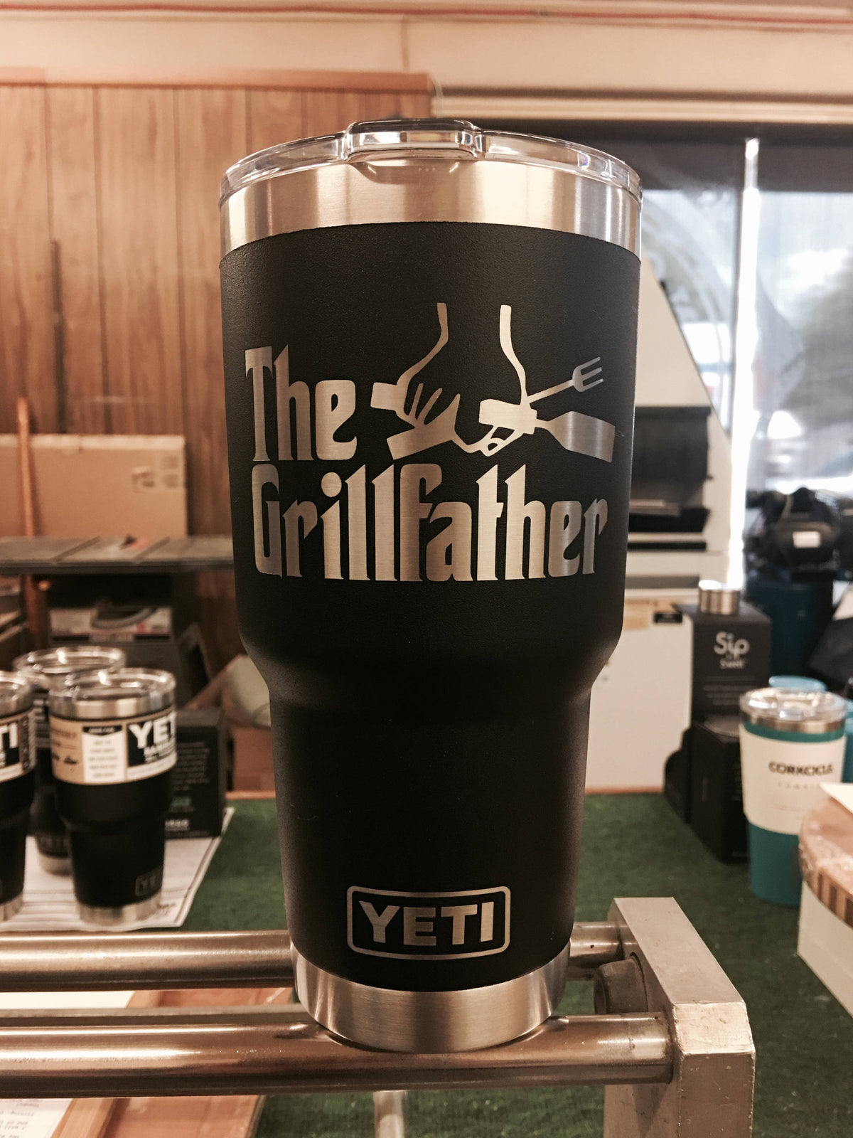 Laser Engraved Authentic YETI Rambler - BEST BUCKIN' DAD