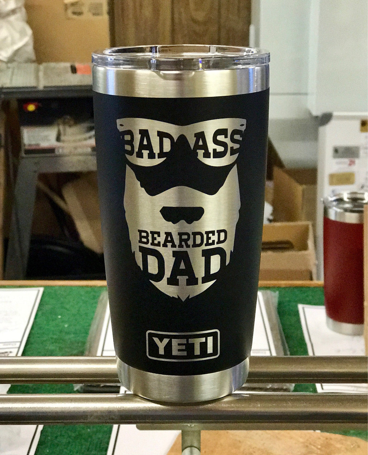 Laser Engraved Authentic YETI Rambler - BADASS BEARDED DAD