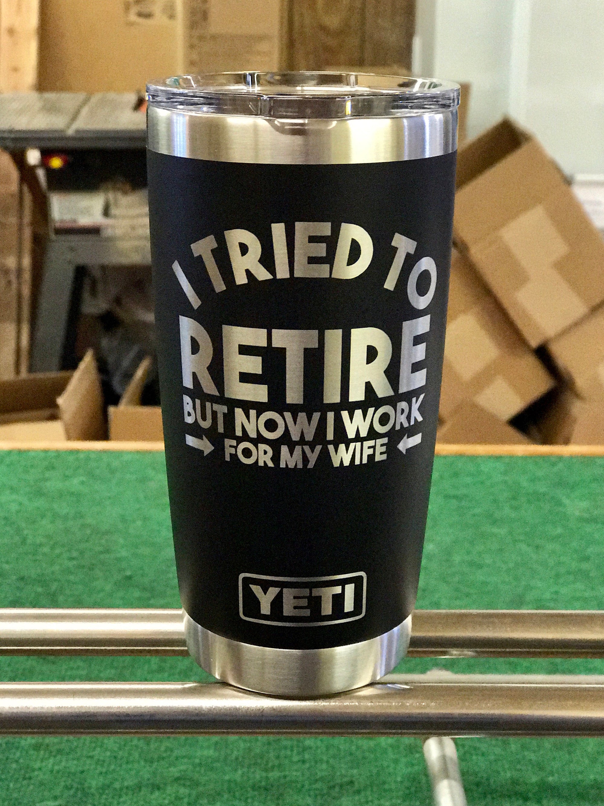 Laser Engraved Authentic YETI Rambler - I TRIED to RETIRE - ImpressMeGifts