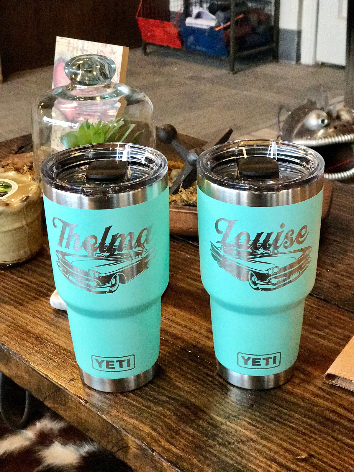 Laser Engraved Authentic YETI Rambler Set of 2 - THELMA & LOUISE