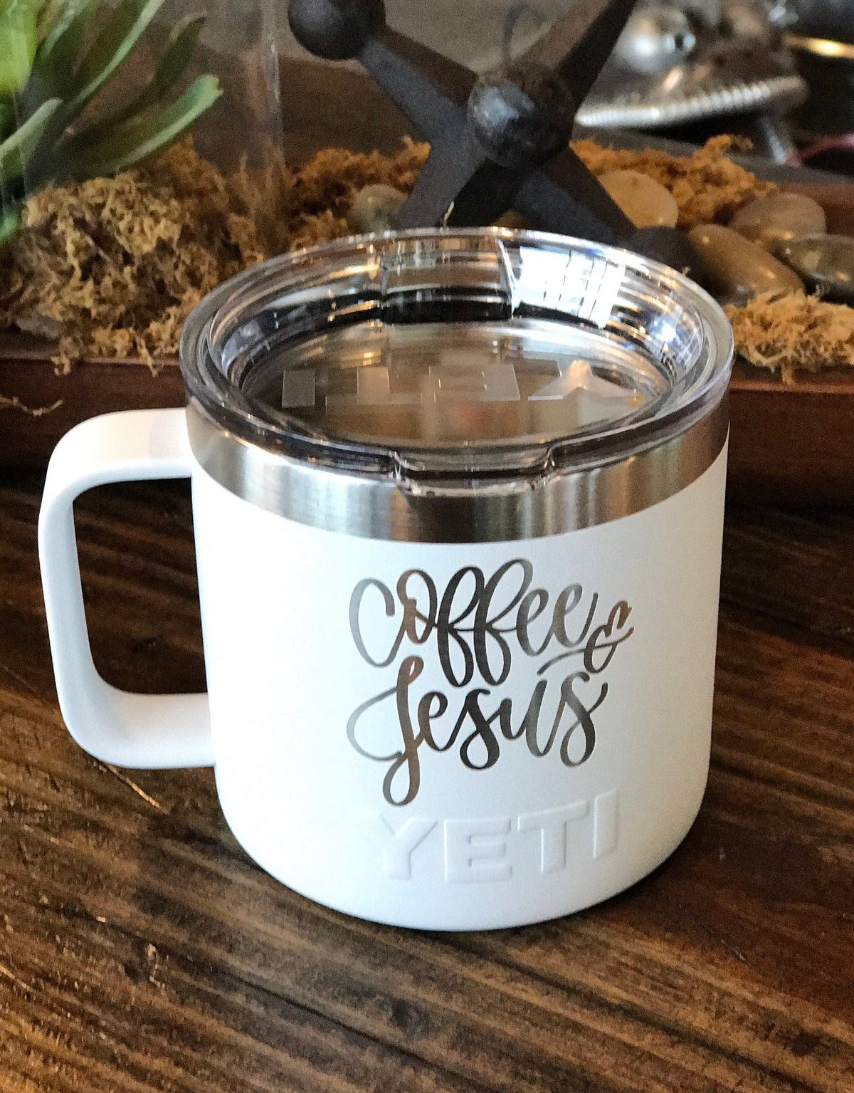 Laser Engraved Authentic Yeti Rambler 14 oz Mug - COFFEE &amp; JESUS