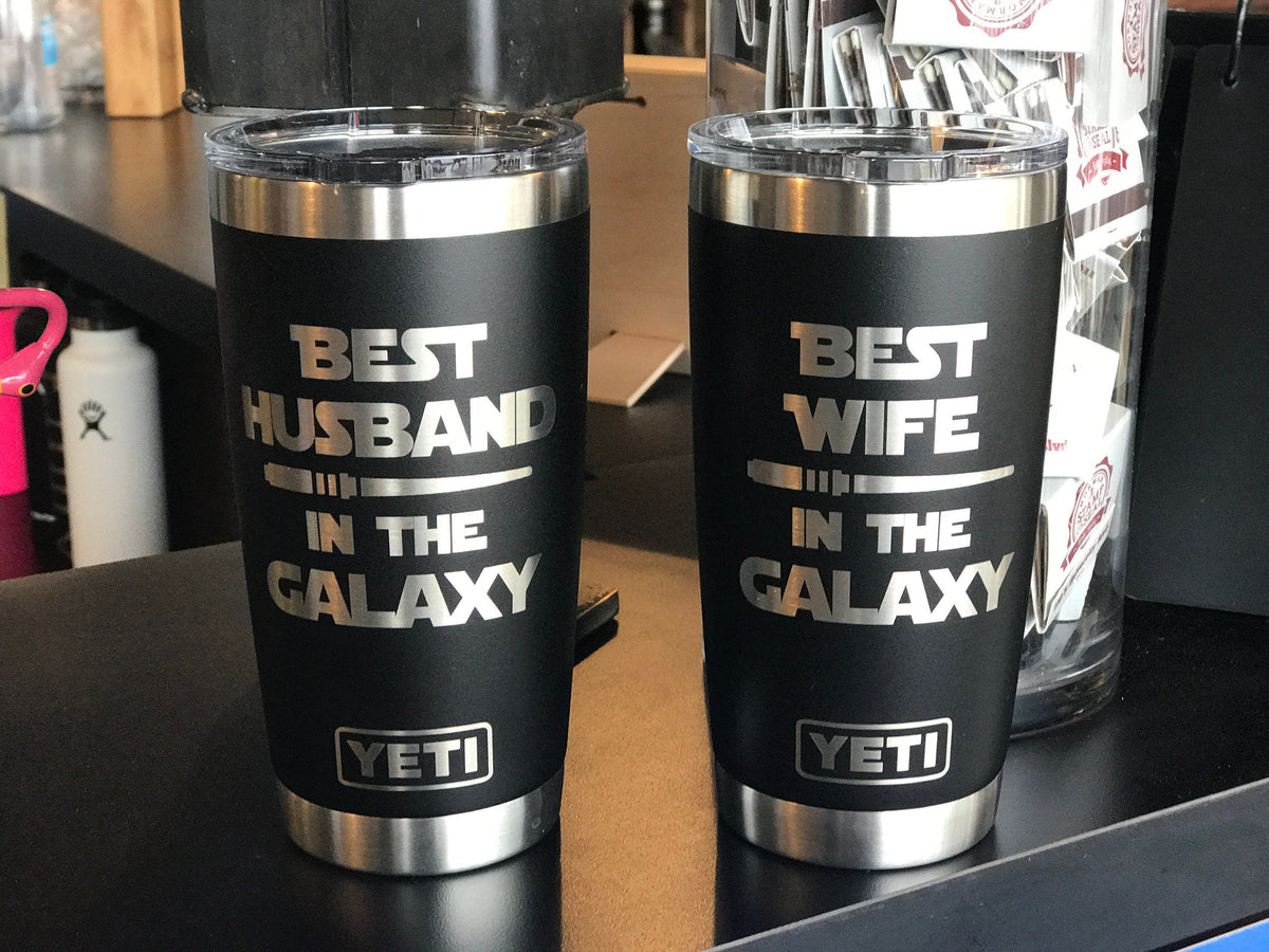 Laser Engraved Authentic YETI Rambler - BEST WIFE/BEST HUSBAND