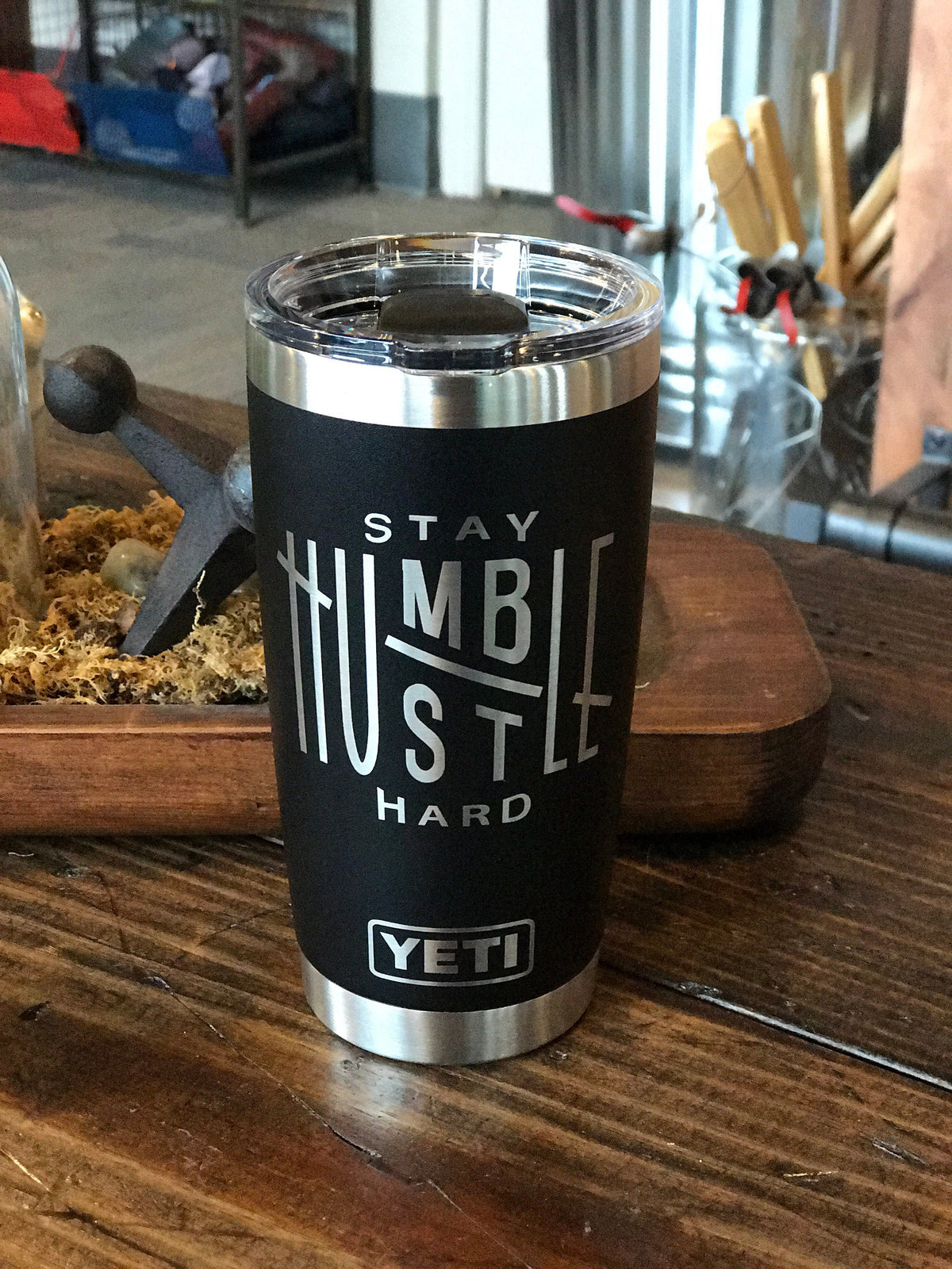 Laser Engraved Authentic YETI Rambler - HUMBLE &amp; HUSTLE