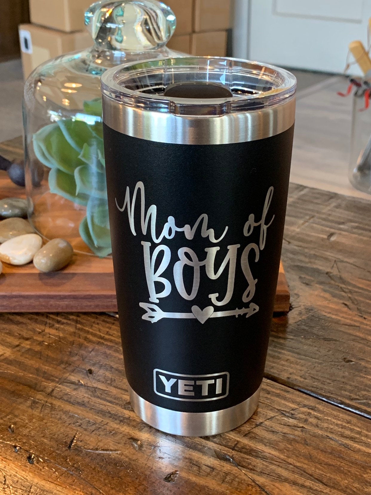 Laser Engraved Authentic YETI Rambler - MOM OF BOYS - ImpressMeGifts