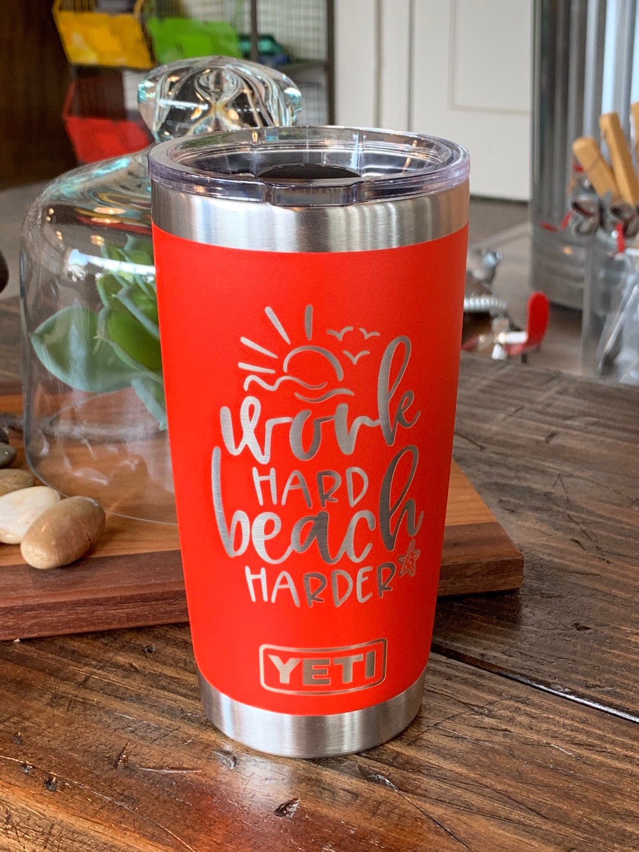 REAL YETI 24 Oz. Laser Engraved Harvest Red Stainless Steel Yeti Rambler  Mug With Mag Lid Personalized Vacuum Insulated YETI 