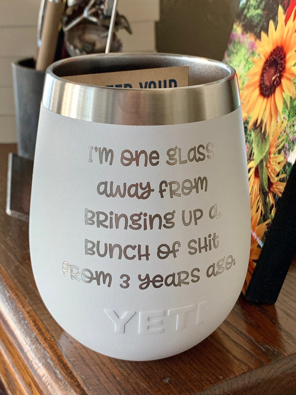 Personalized Yeti Wine Tumbler Laser Engraved Name Custom Mug 10oz  Stainless Steel Cup 