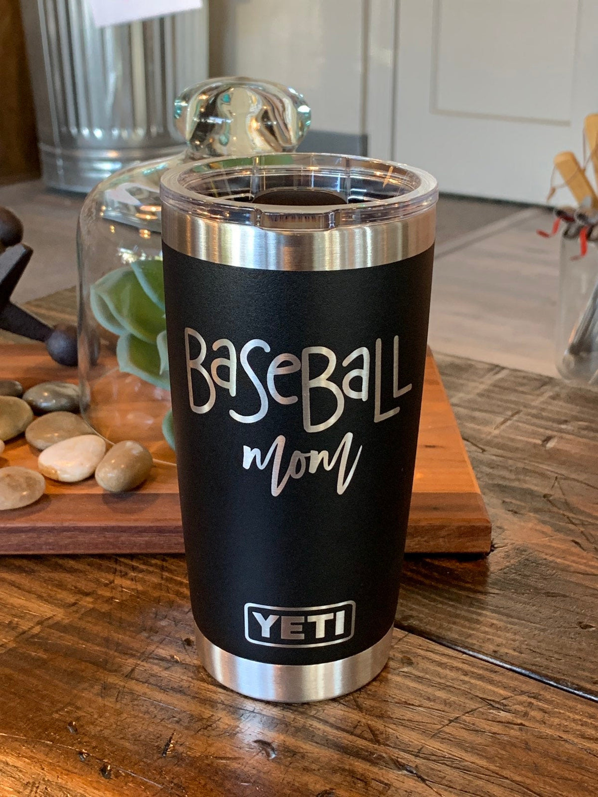 Laser Engraved Authentic YETI Rambler - BASEBALL MOM