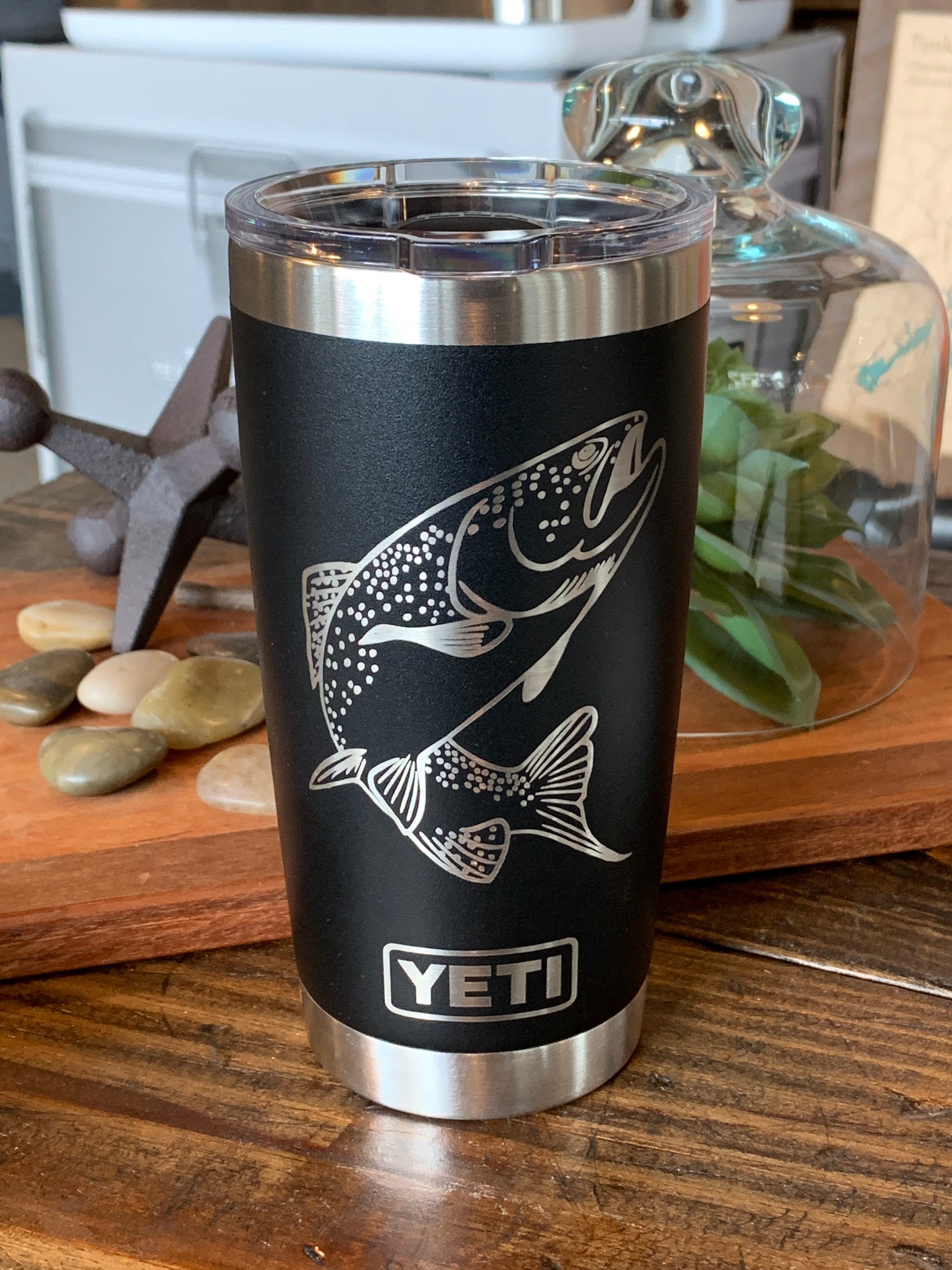Laser Engraved Authentic YETI Rambler - TROUT FISHING