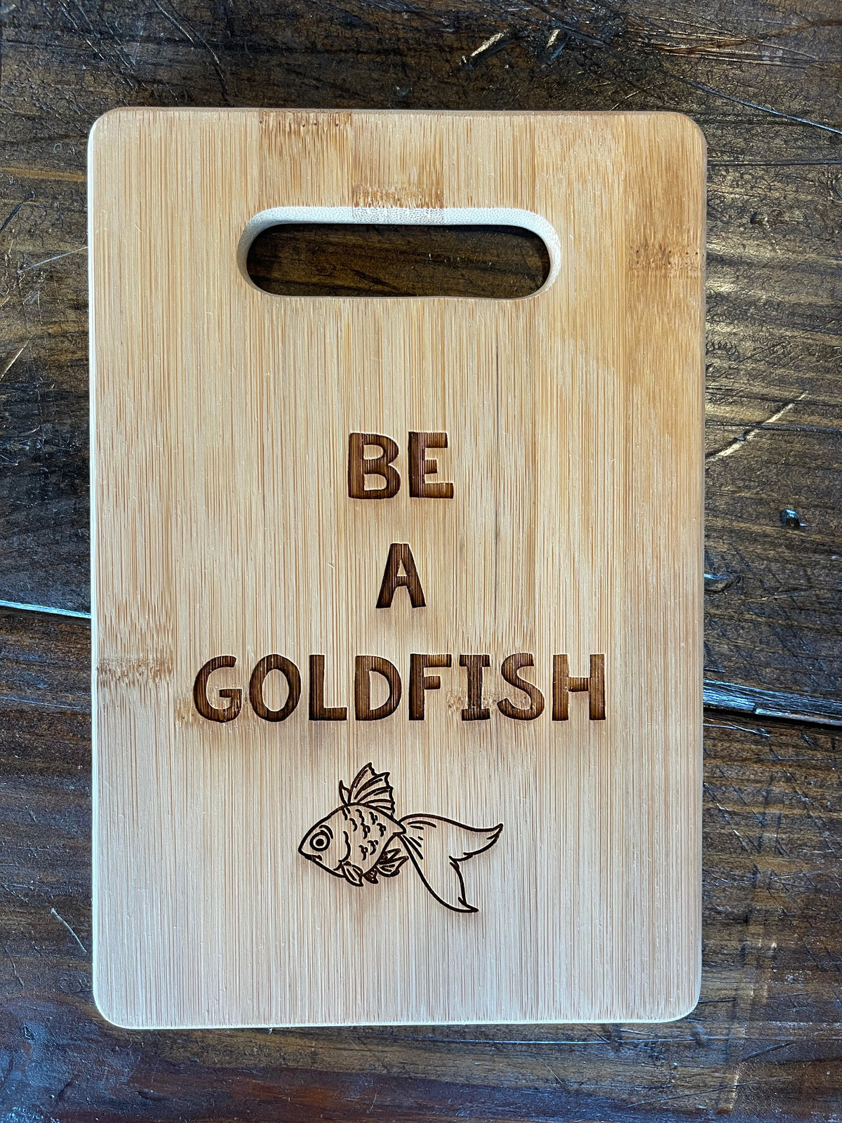 9&quot; x 6&quot; Bamboo Bar Cutting Board - Be a Goldfish - ImpressMeGifts