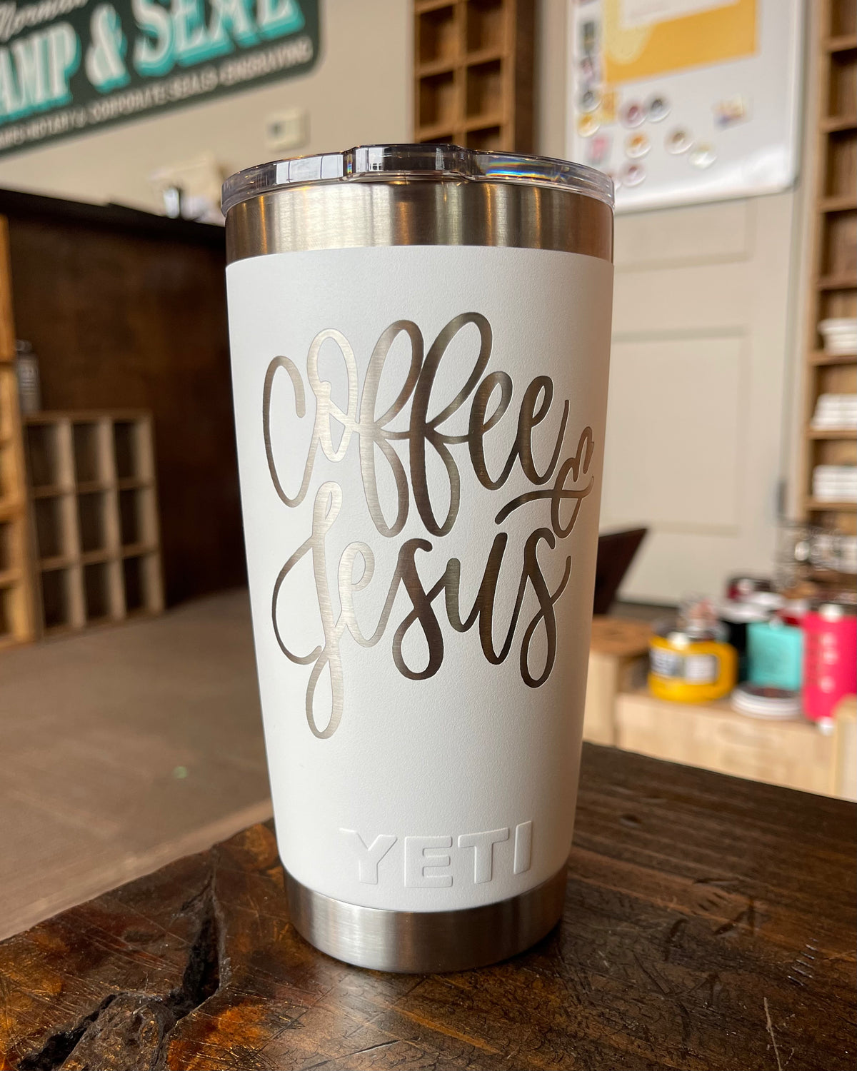 Laser Engraved Authentic Yeti Rambler - COFFEE & JESUS - ImpressMeGifts