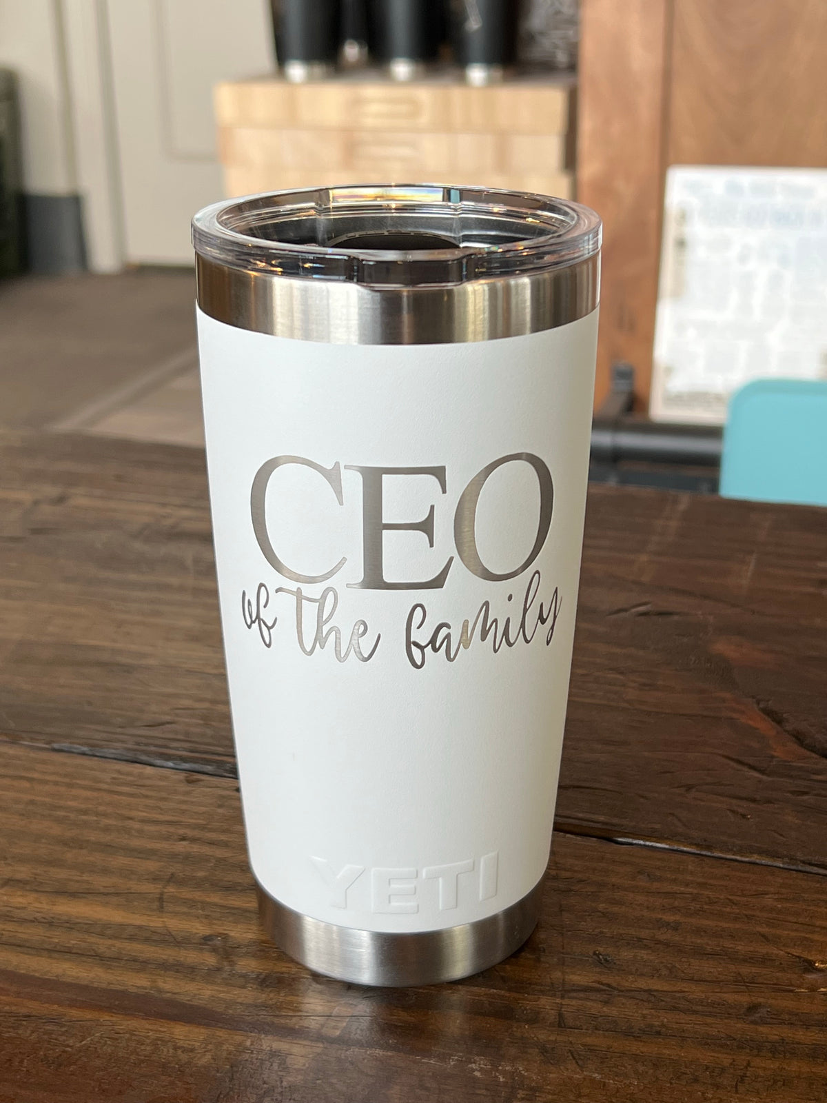 Laser Engraved Authentic YETI Rambler - CEO of The Family - ImpressMeGifts