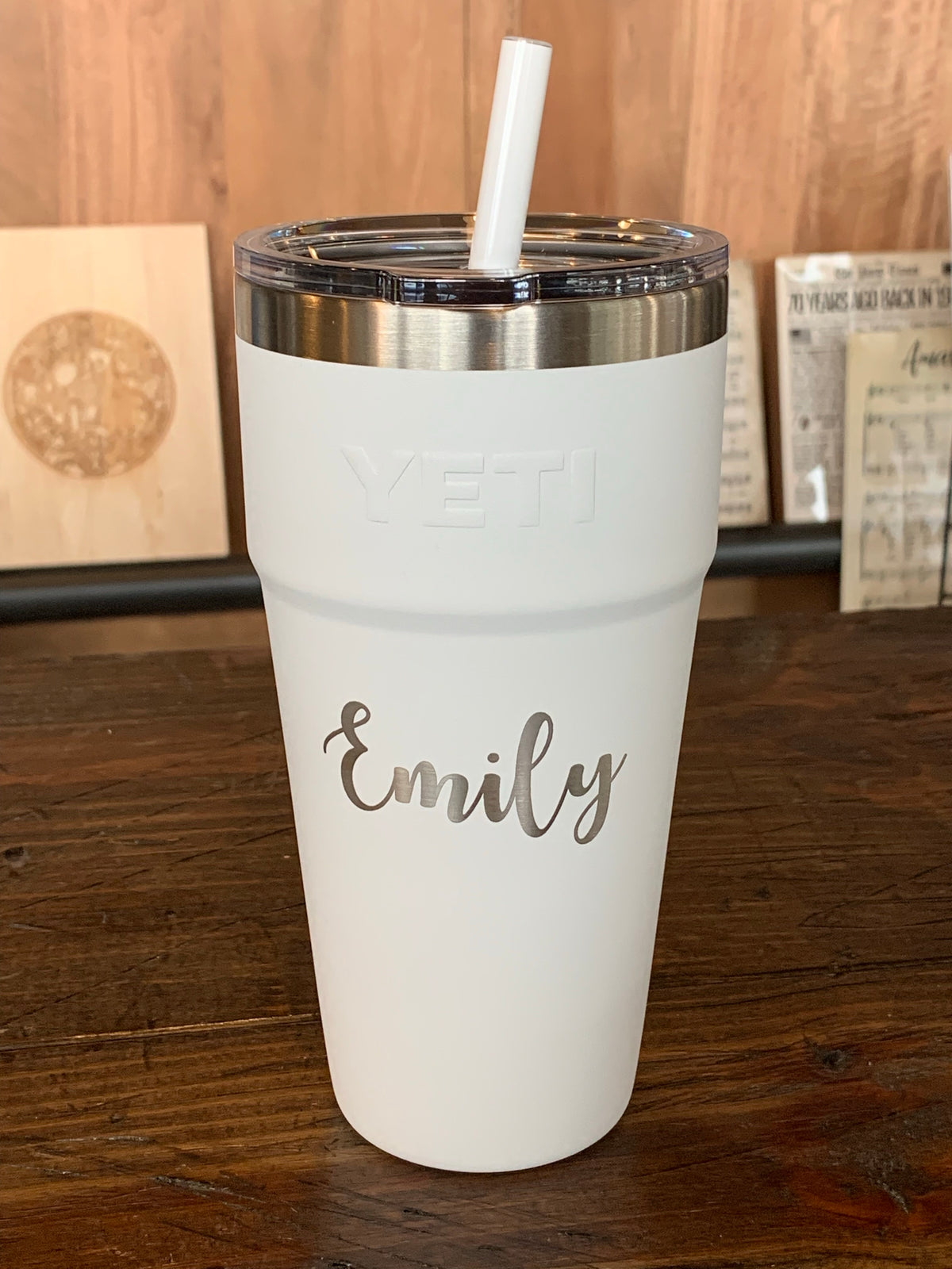 PERSONALIZED Authentic 26 oz Yeti Rambler with Straw Lid- LASER