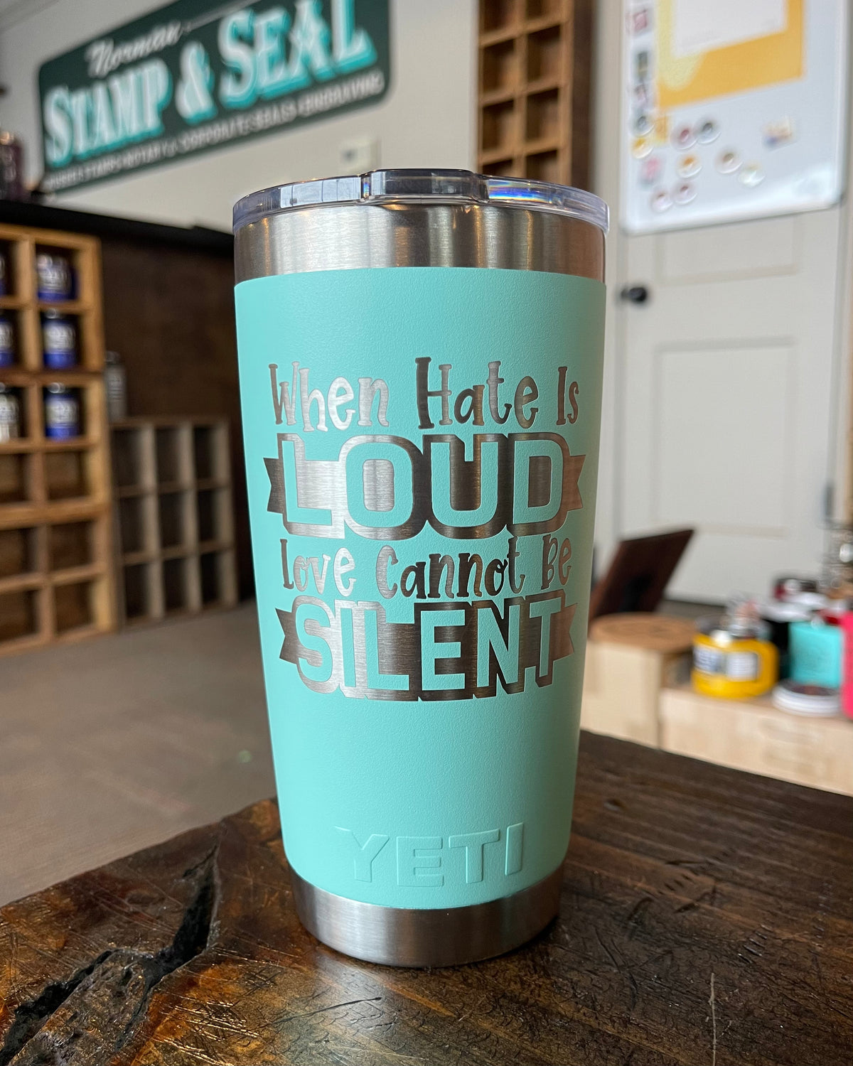 Laser Engraved Authentic Yeti Rambler - LOVE Cannot Be Silent