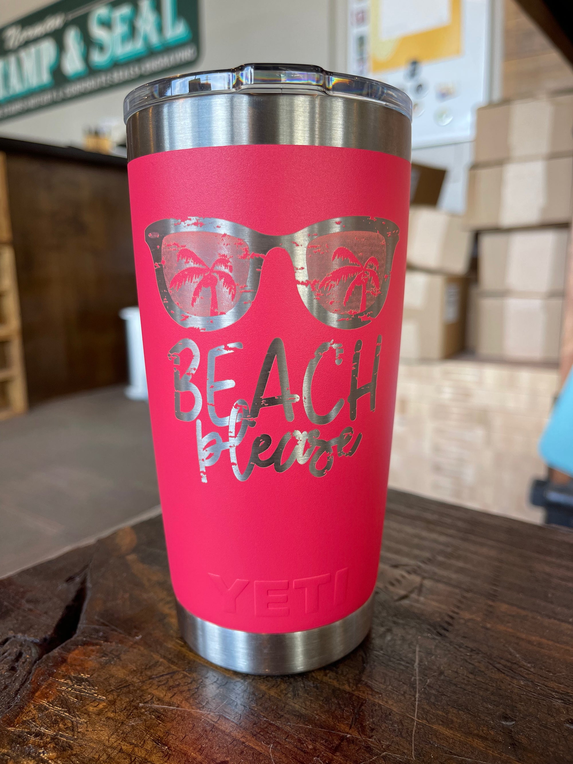 Laser Engraved Authentic YETI Rambler - BEACH PLEASE