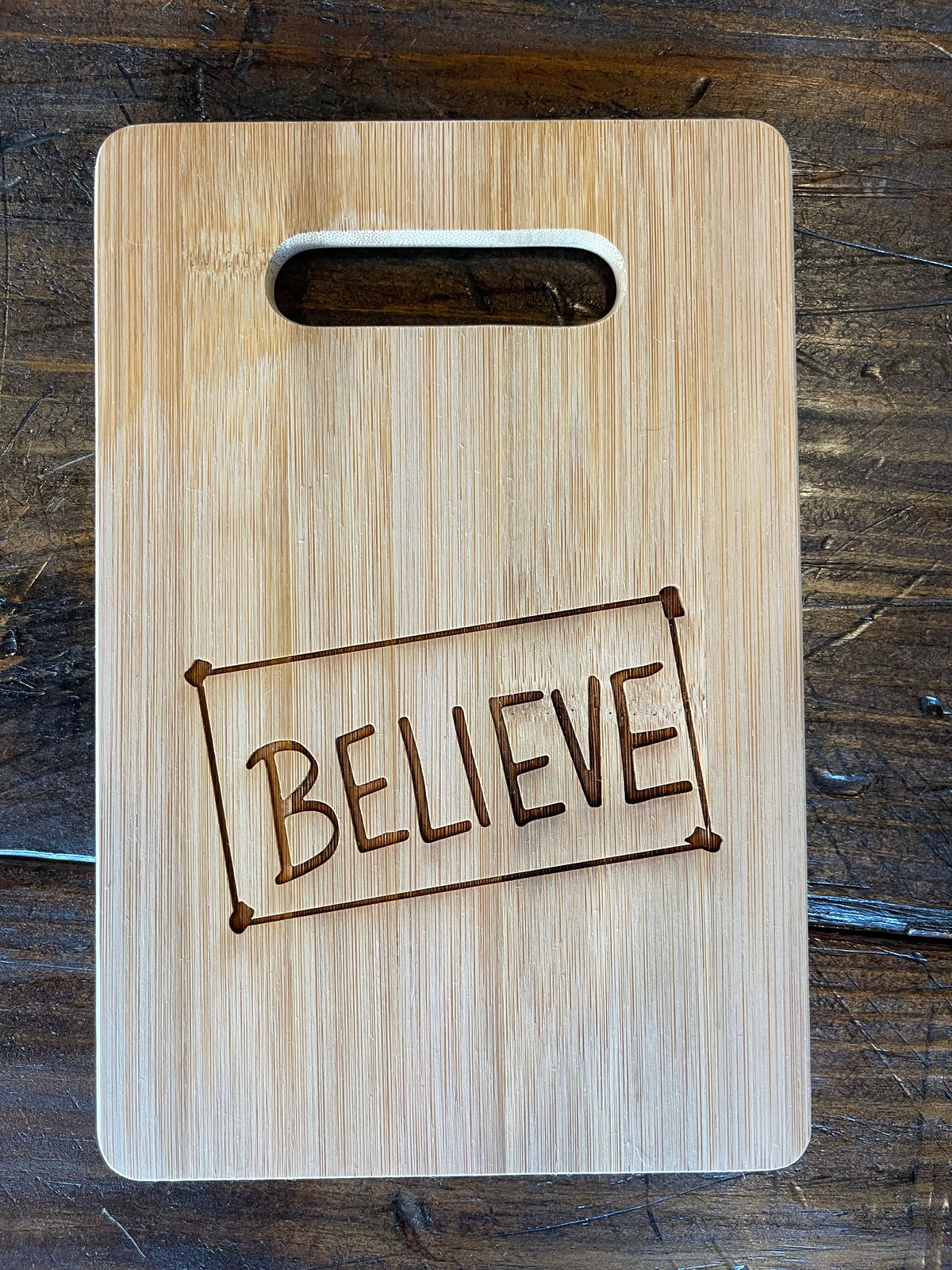 9&quot; x 6&quot; Bamboo Bar Cutting Board - Believe - ImpressMeGifts